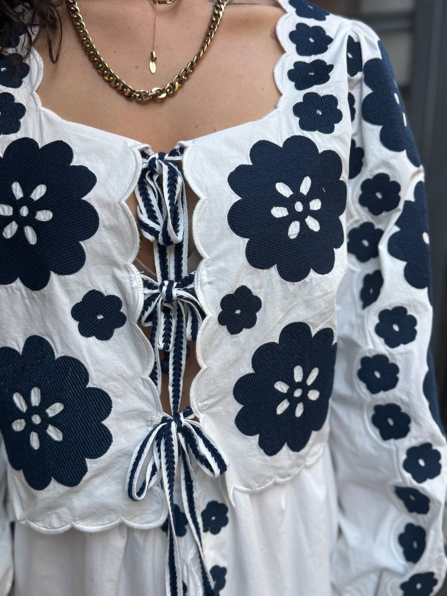 Tensione in Top ricamato Bianco/blu