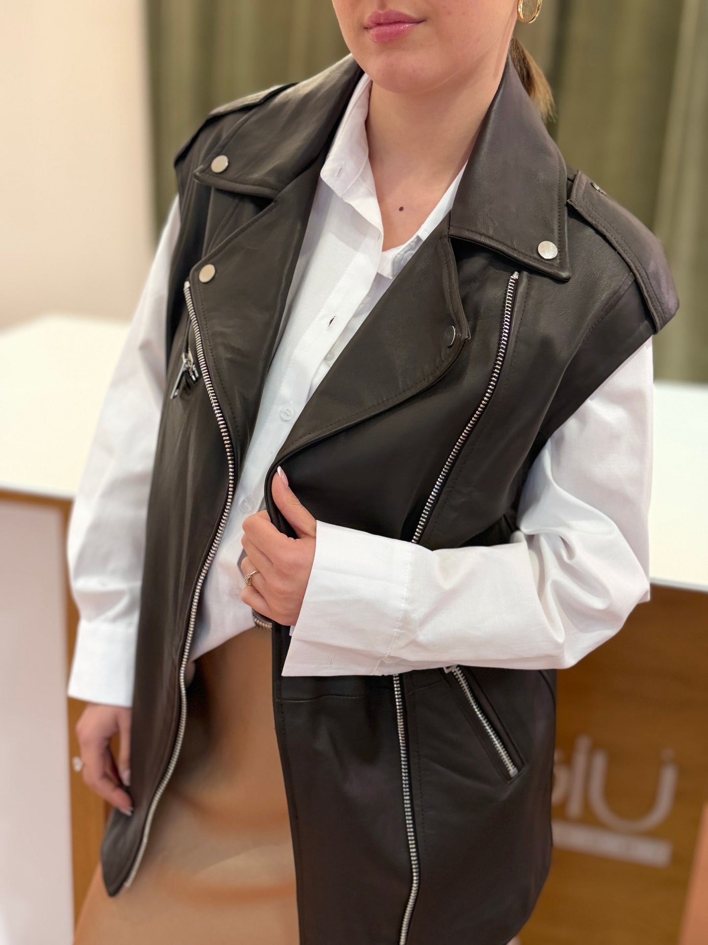 Gilet chiodo in vera pelle Moro