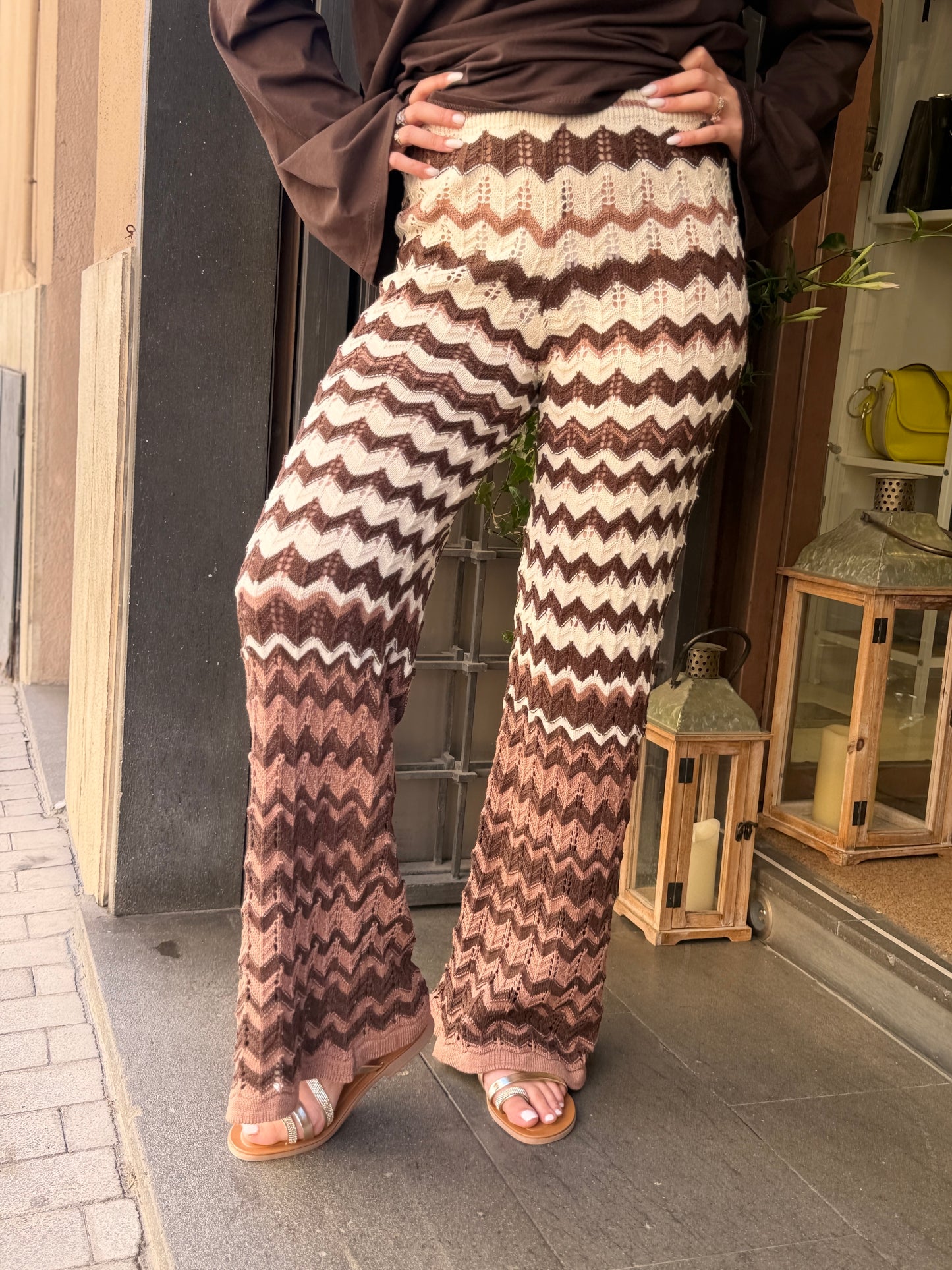 Pantalone crochet blu/ azzurro, moro/burro