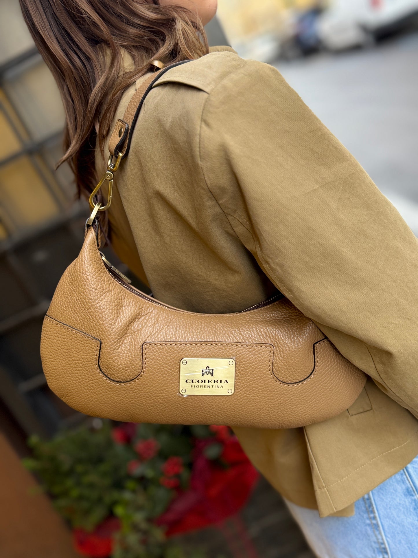 Cuoieria Fiorentina Bella Selleria small Croissant DESERT