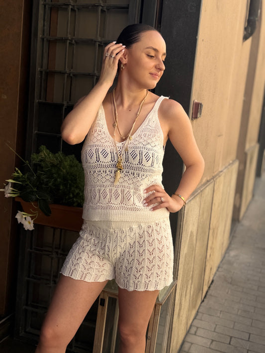 Coordinato crochet Fango/NERO/GESSO