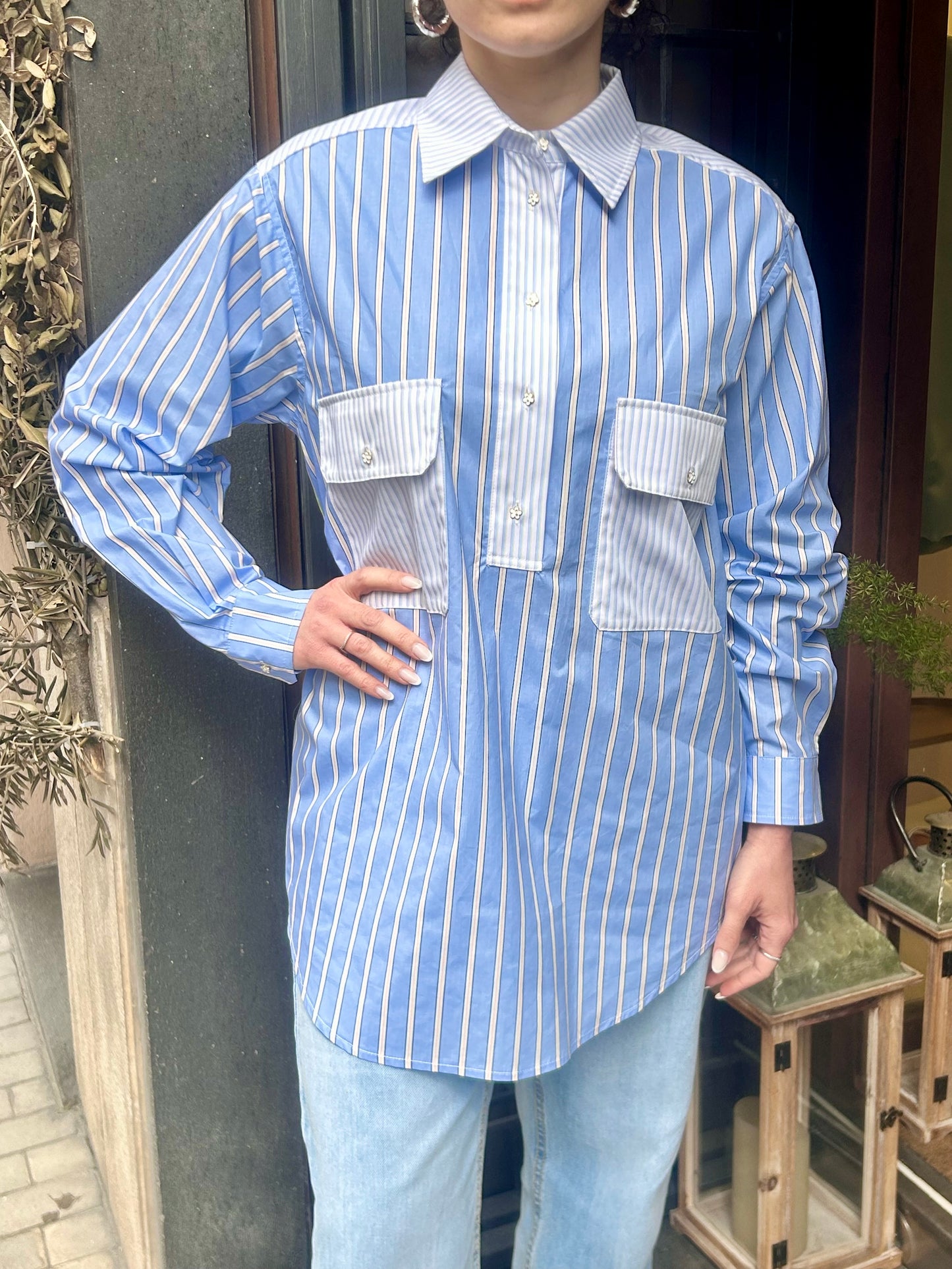 Since're Paris Camicia BLUE STRIPED-SAFARI