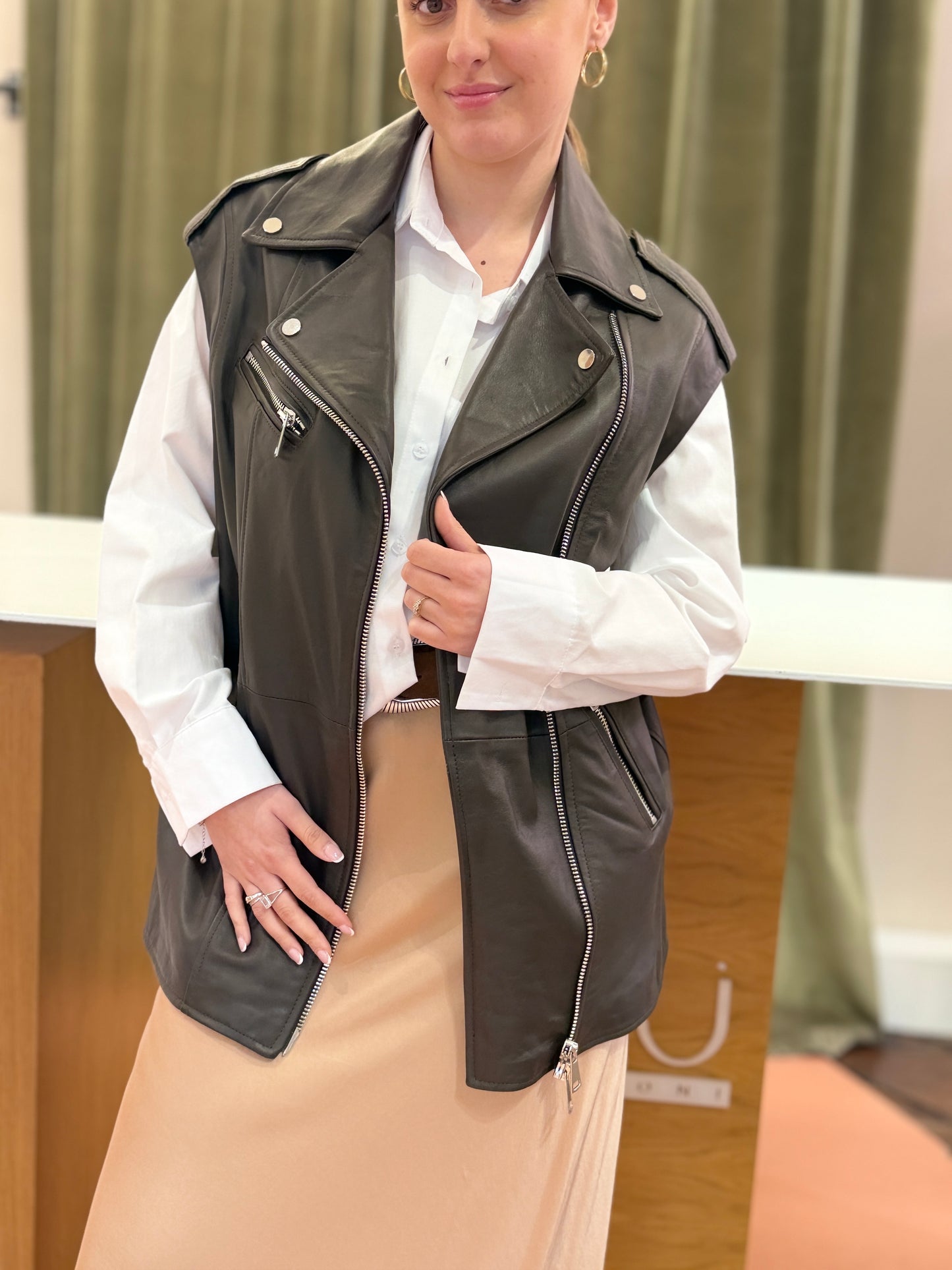 Gilet chiodo in vera pelle Moro