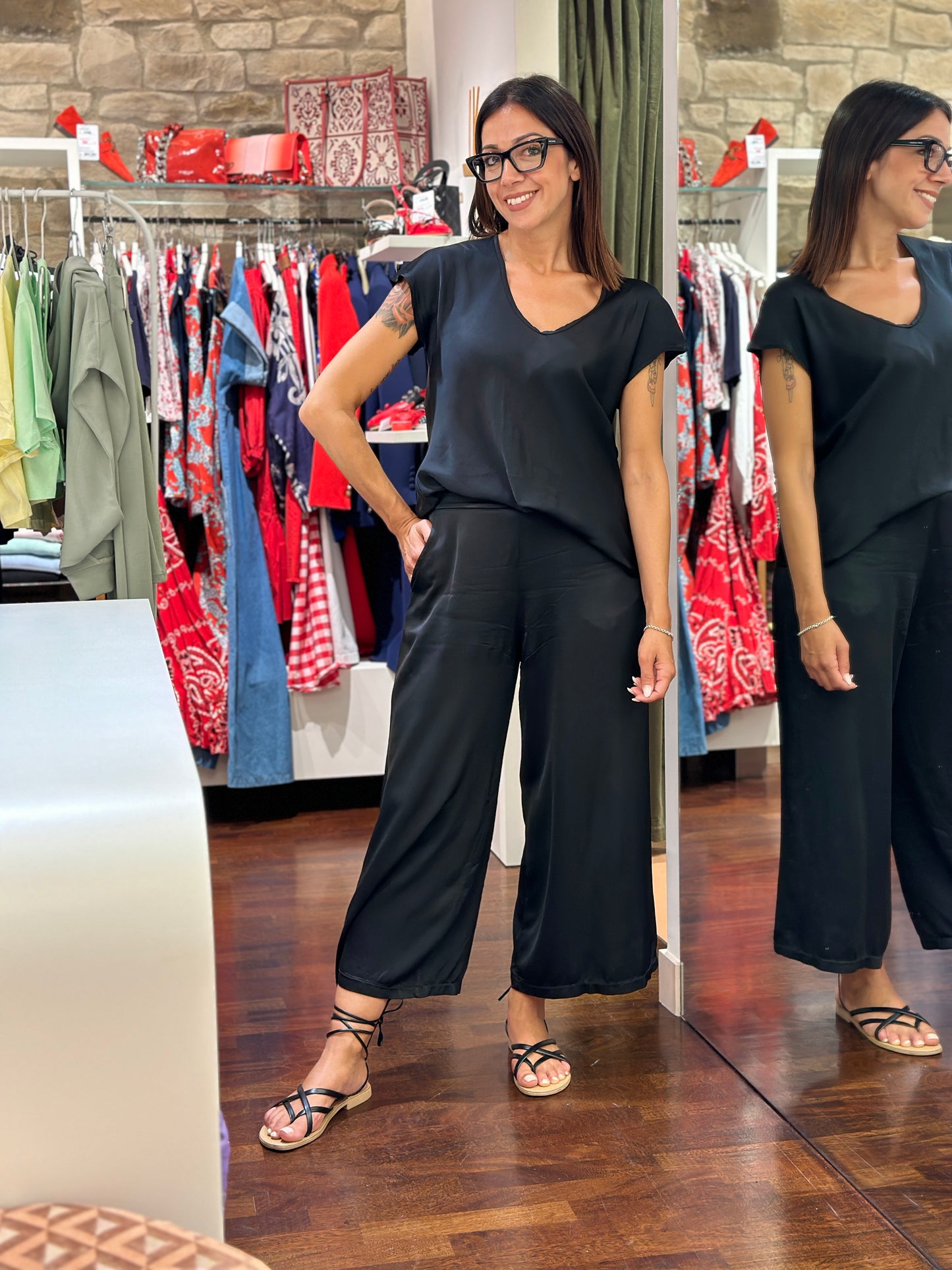 Uni mé pantalone palazzo cropped