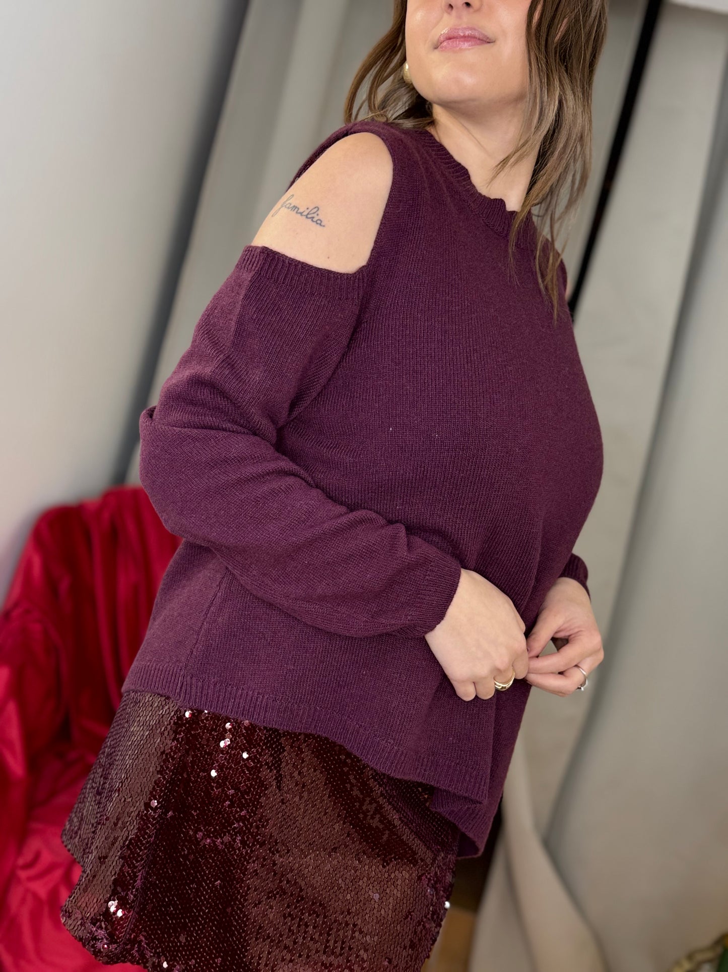 Tensione in Maglia cut out VINO