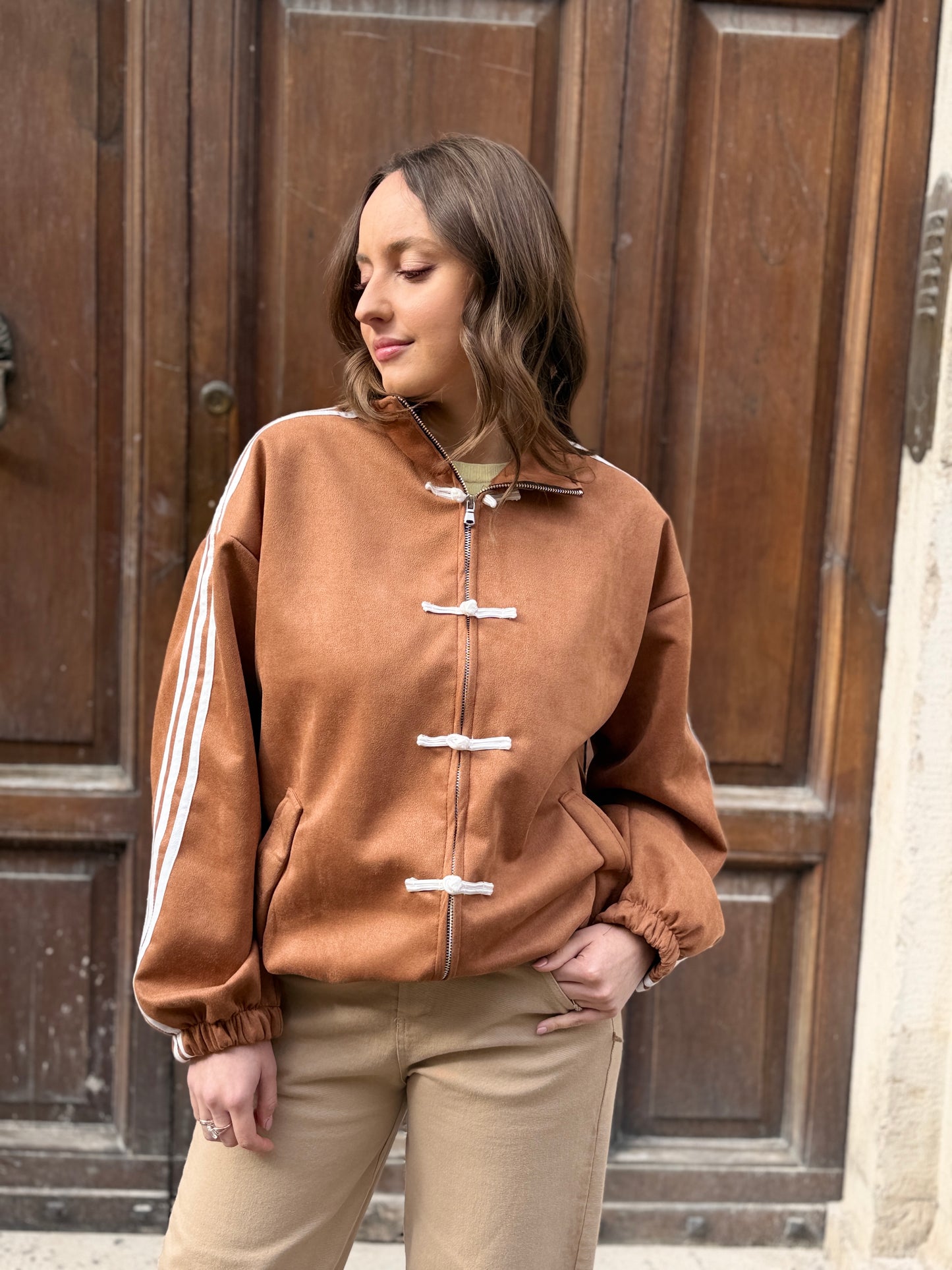 Felpa Sporty Chic Camel