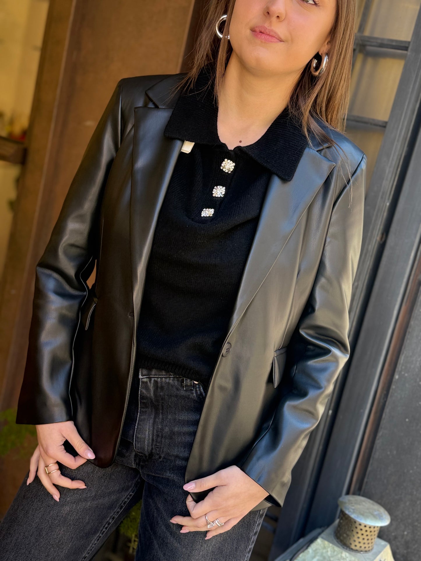 Tensione In Giacca ecopelle NERA