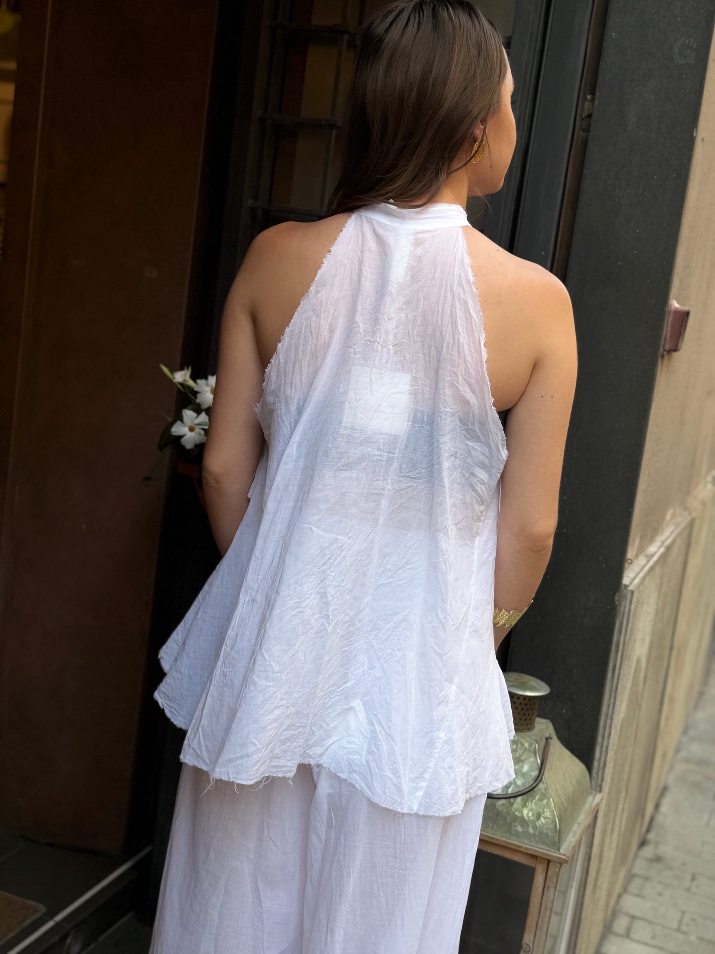 Tensione in Top Camicia Gale Bianca