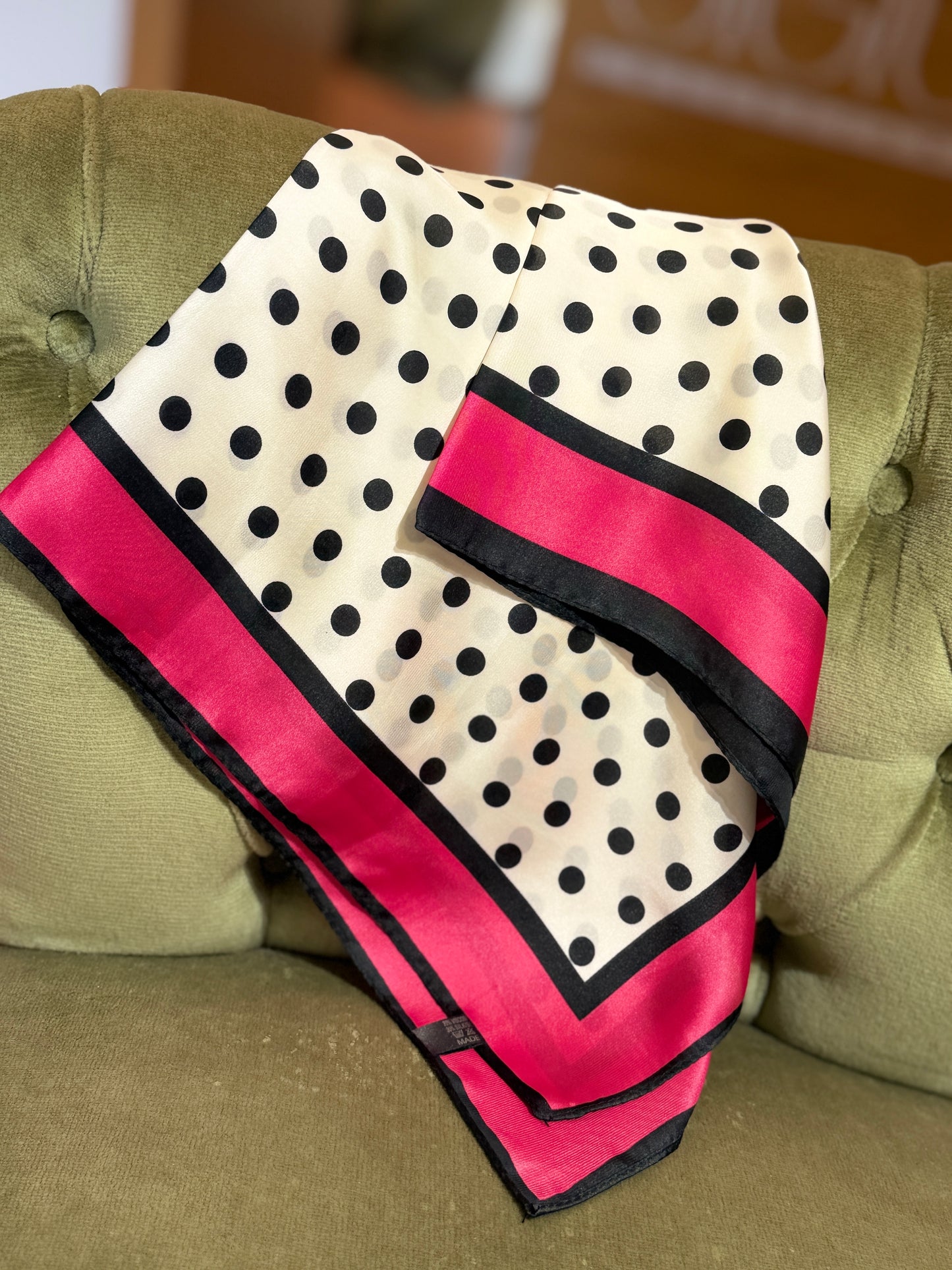 Foulard stampa pois BIANCO/FUCSIA