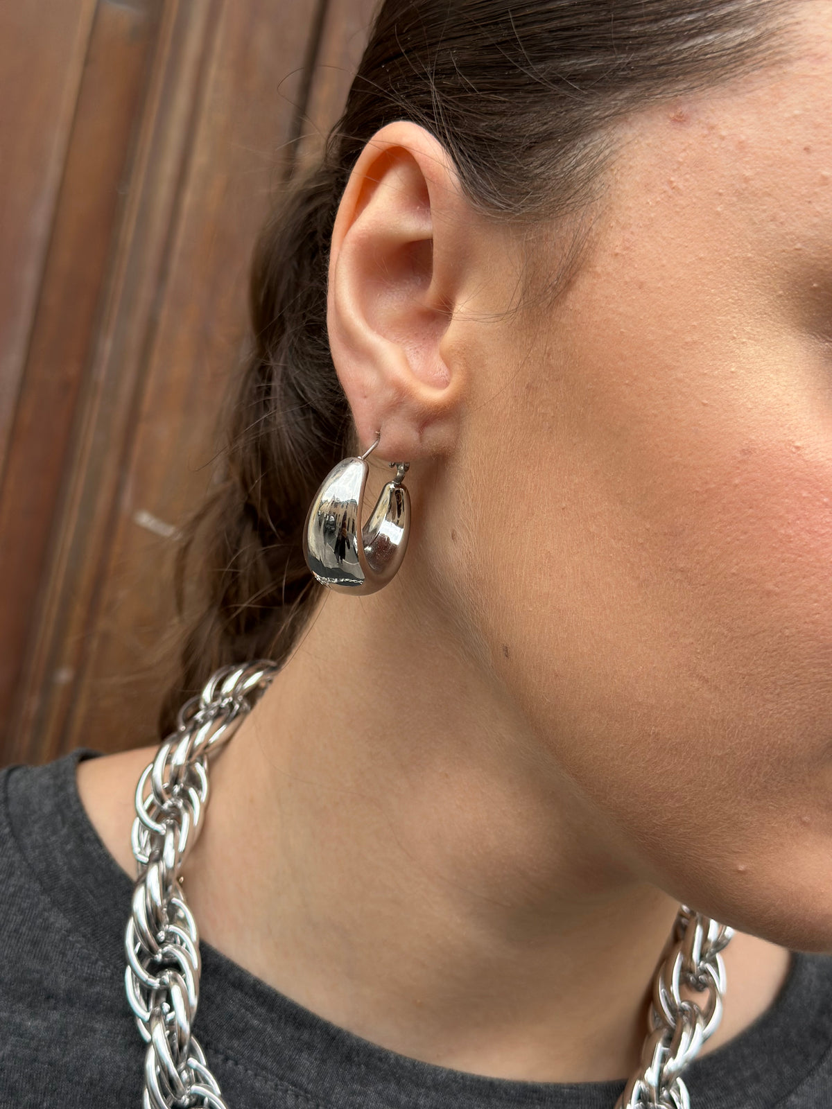 Orecchini cerchi bombati small ARGENTO