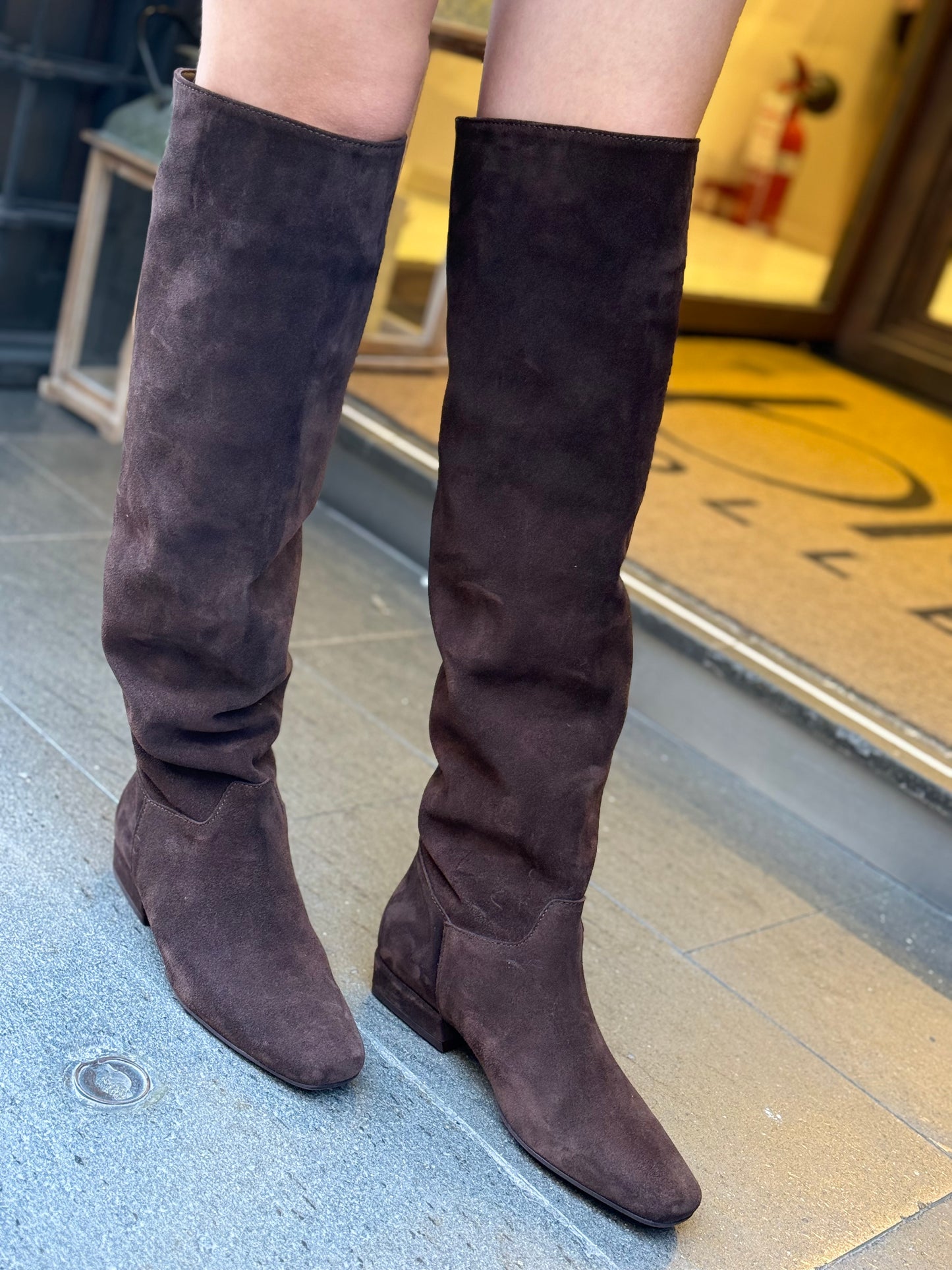 Elisa Lanci Stivale alto in suede MORO