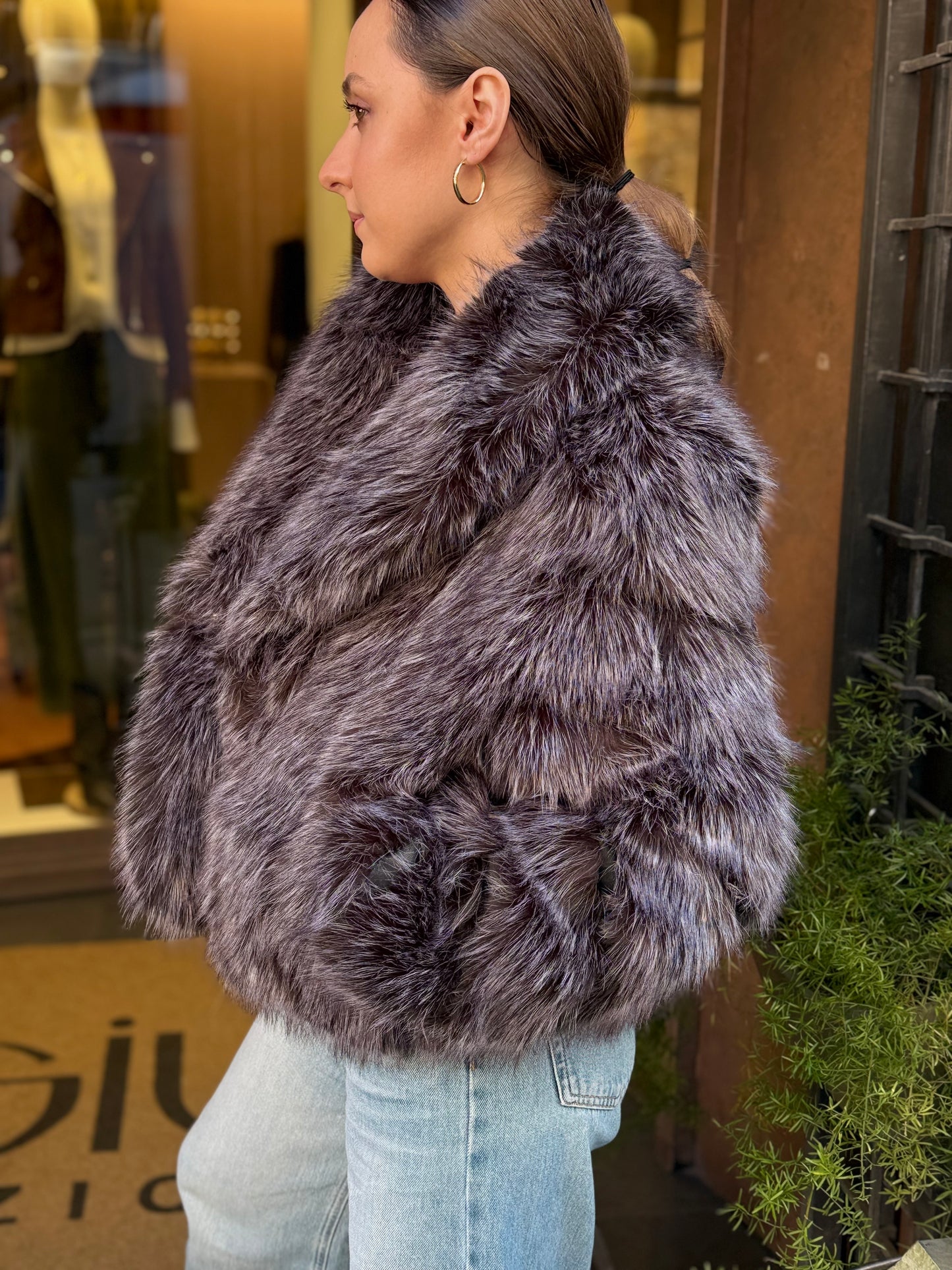 Ecopelliccia OLIMPIA Nero/Grigio