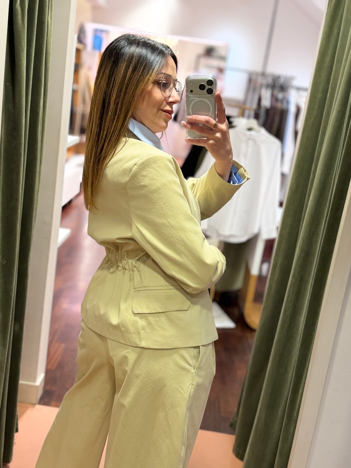 Tensione in  Giacca un bottone con arricciatura Sabbia