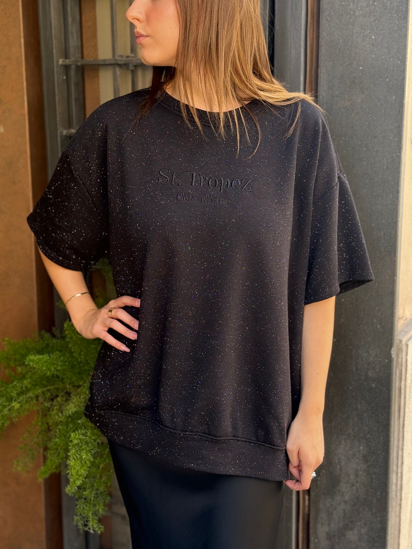 Felpa "SAINT-TROPEZ" glitter NERA