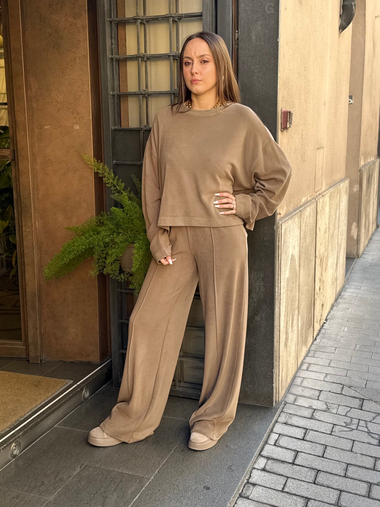 Eleh Pantalone Tuta GRIGIO/FANGO in lyocell