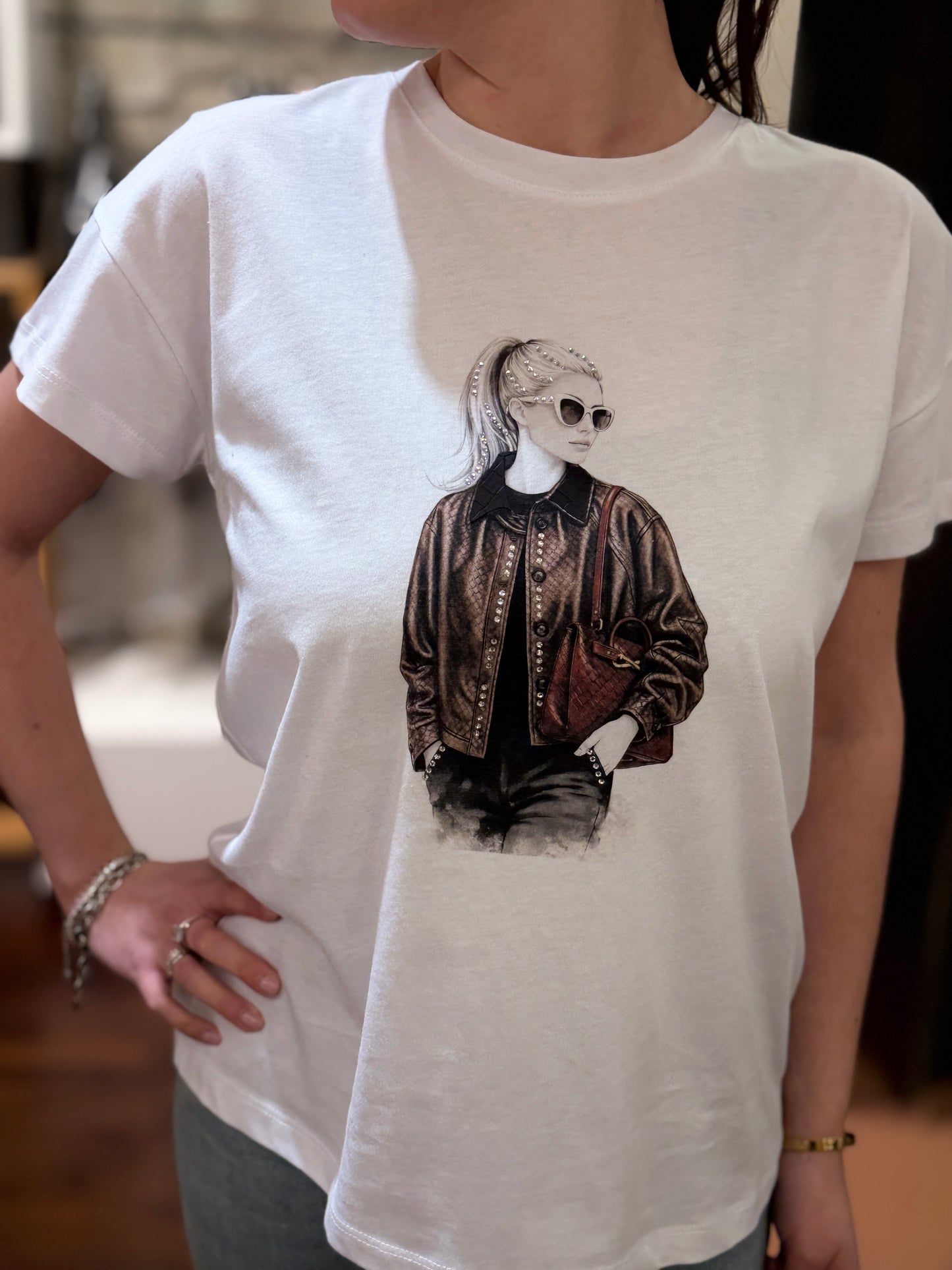 Tensione in t-shirt woman Classic BIANCA/MORO/ BURGUNDY