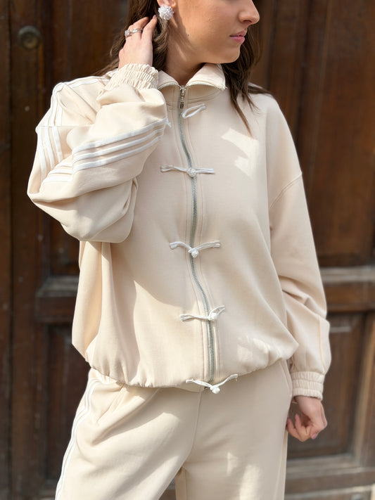 Tensione in felpa con alamari AVORIO