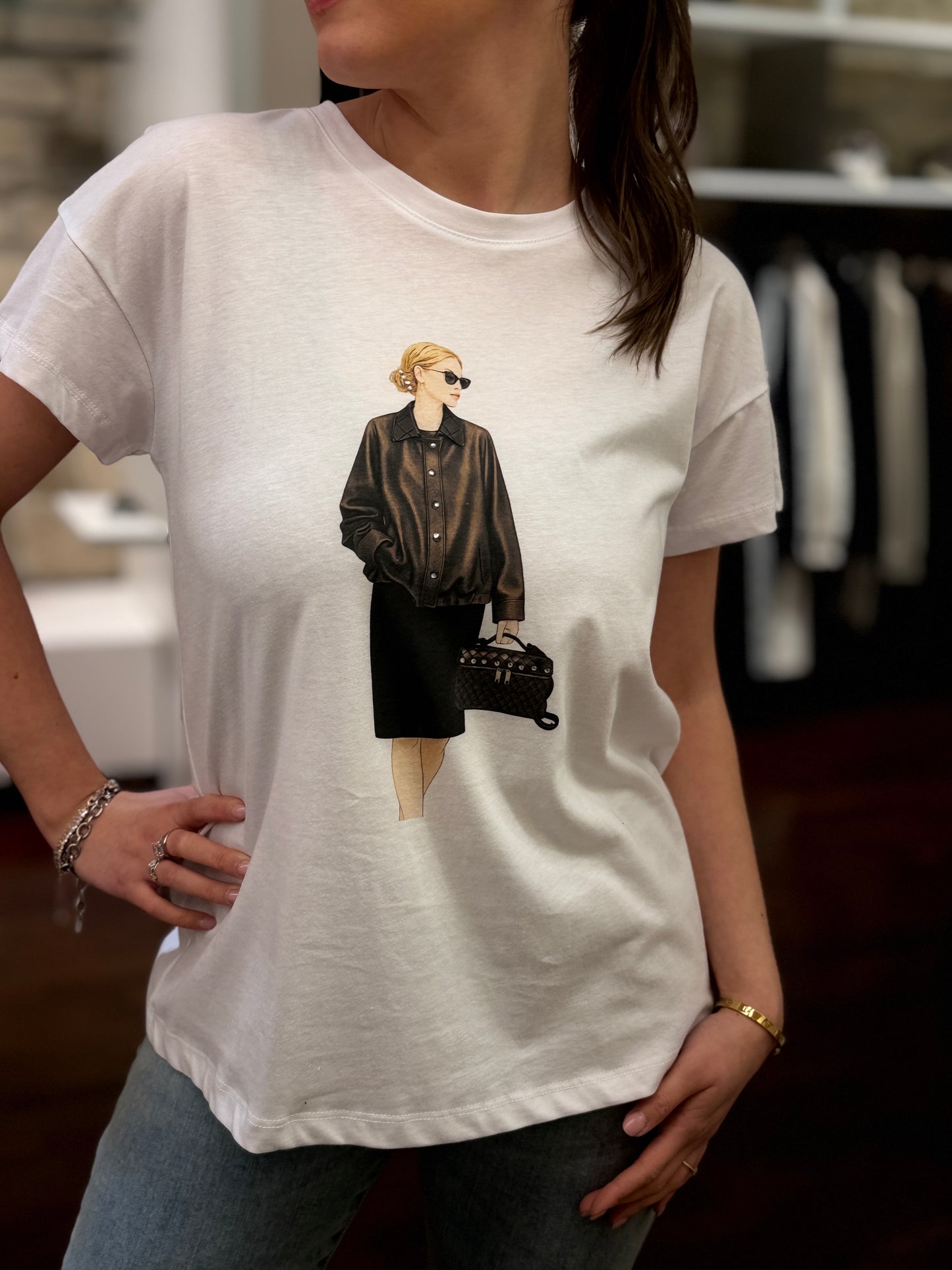 Tensione in T-shirt bianca woman bottega BIANCA/MORO