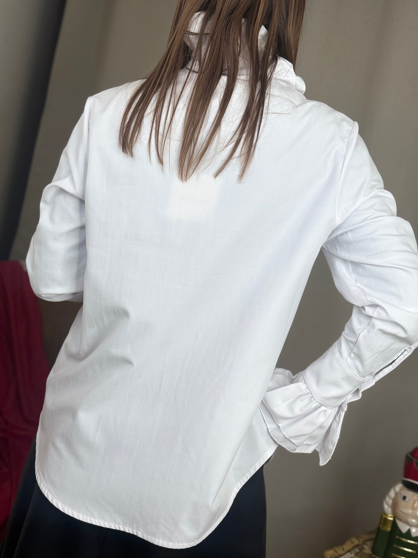 Tensione In camicia popeline con rouches BIANCO