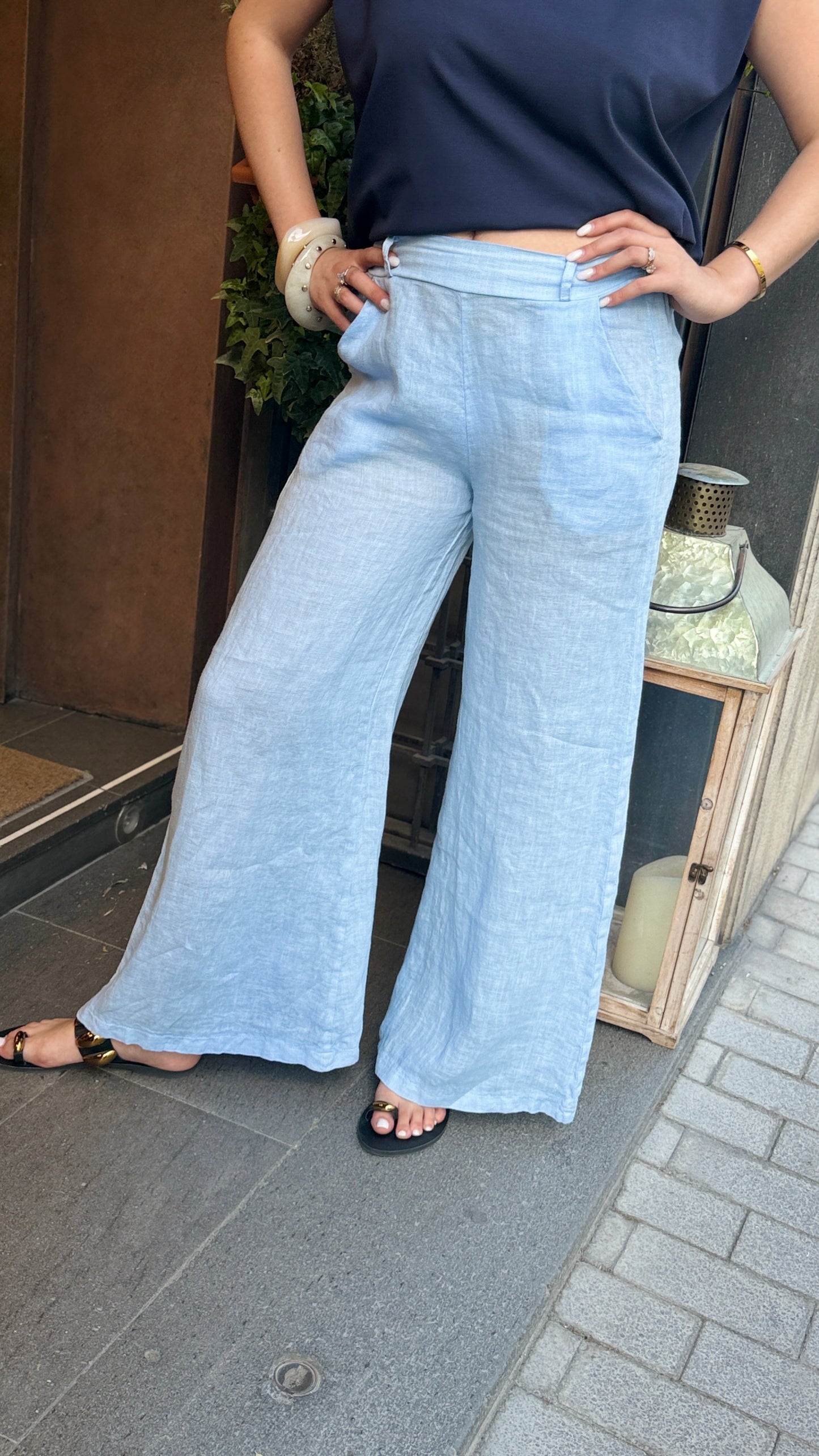 Pantalone MALIBÙ in lino a palazzo (disponibile in più colori)