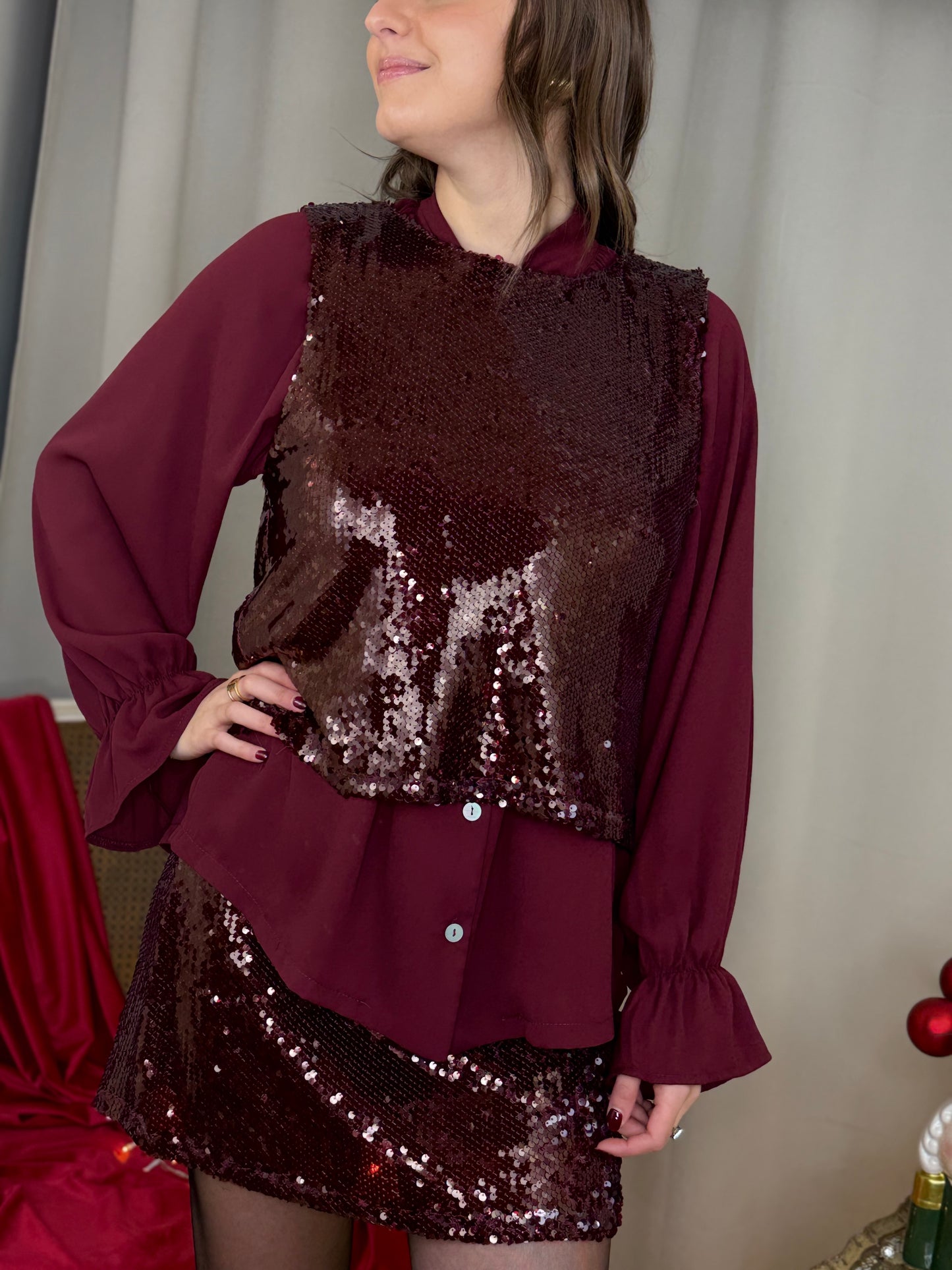 Top con paillettes BORDEAUX