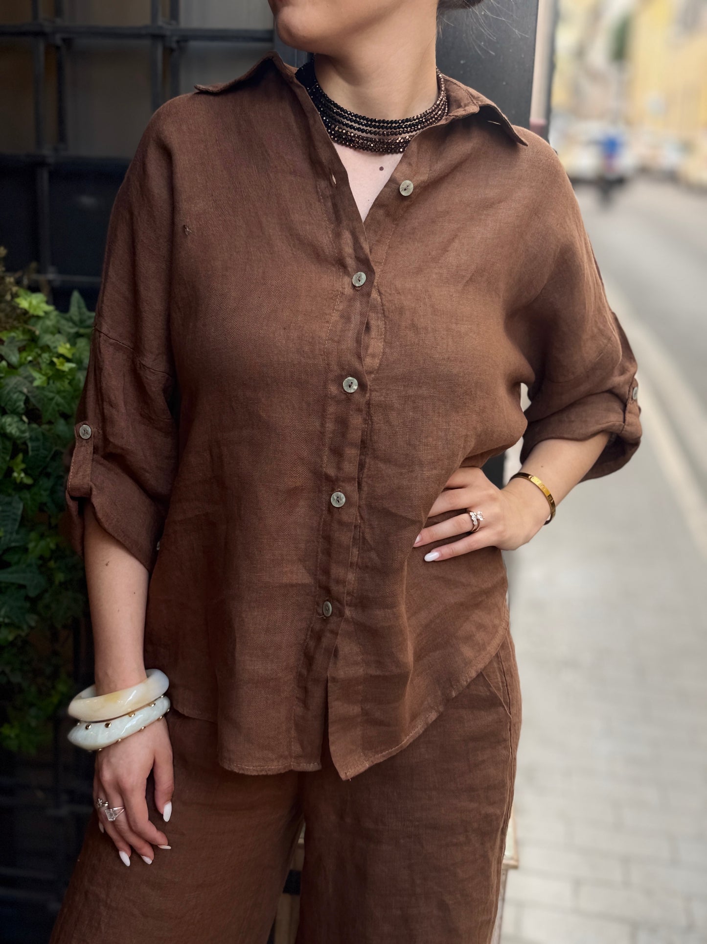 Camicia VIOLA in lino (disponibile in più colori)
