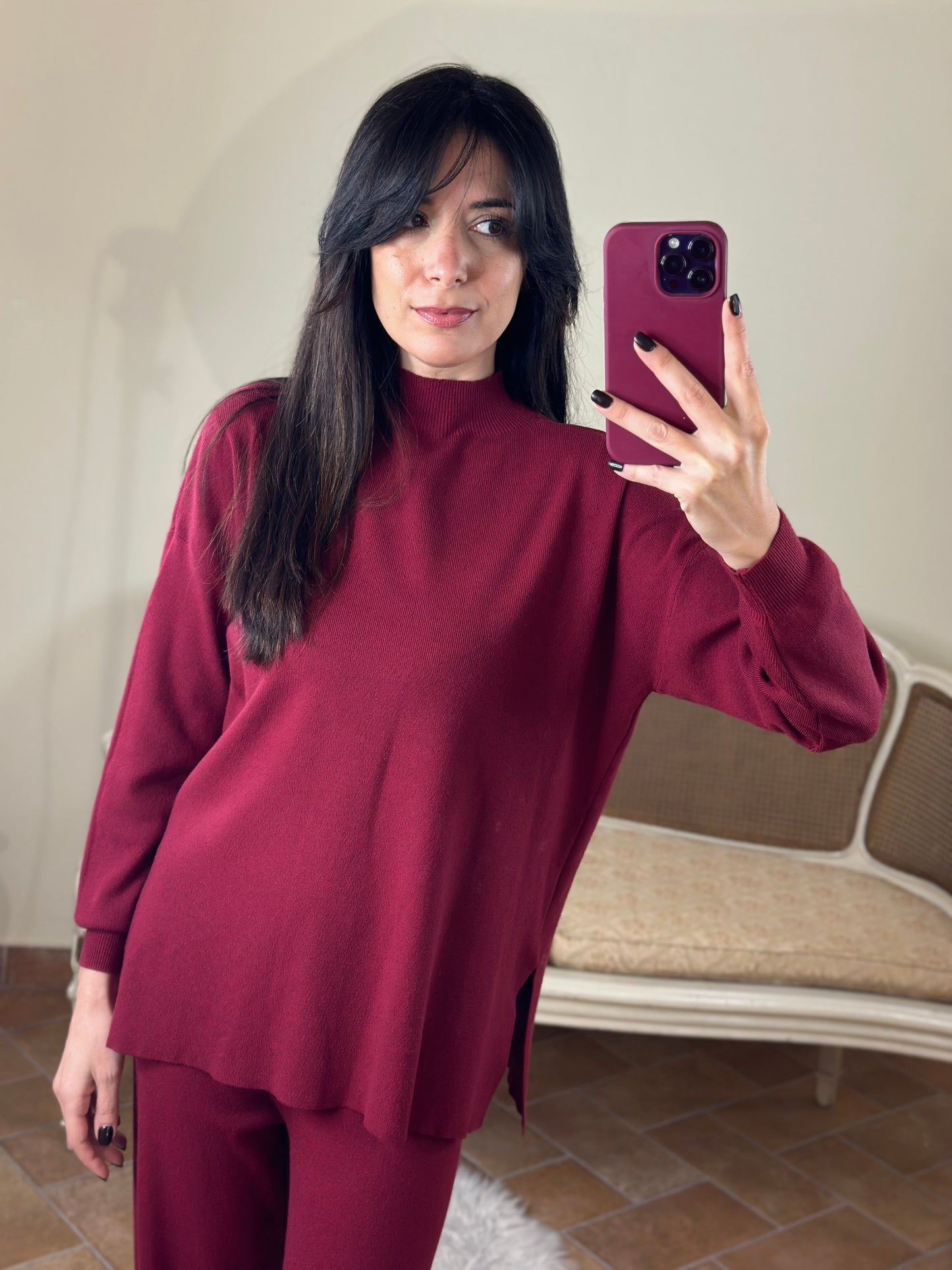 Set in maglia BORDEAUX (maglia+pantalone)
