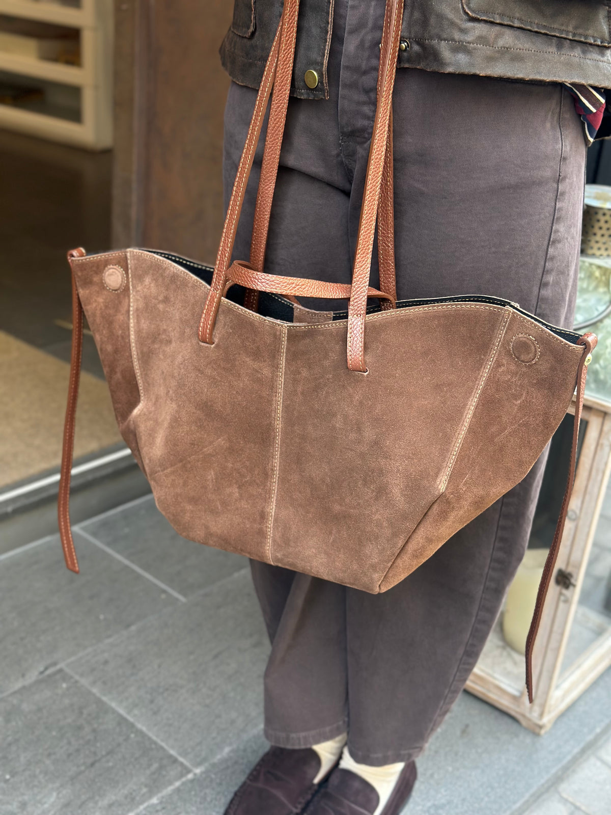 Borsa in camoscio cioccolato
