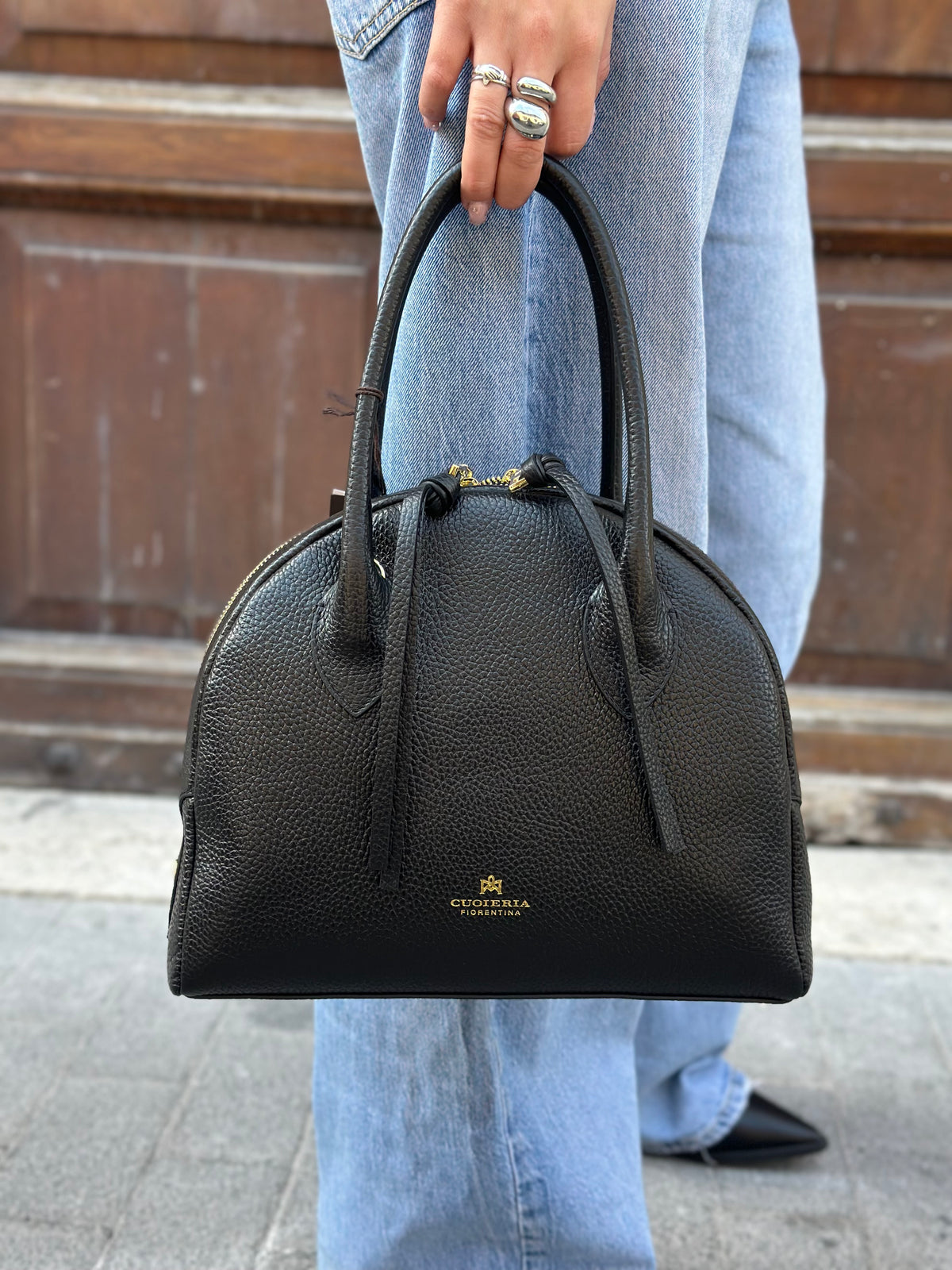 Cuoieria Fiorentina LUA MEDIUM BOWLING BAG NERO