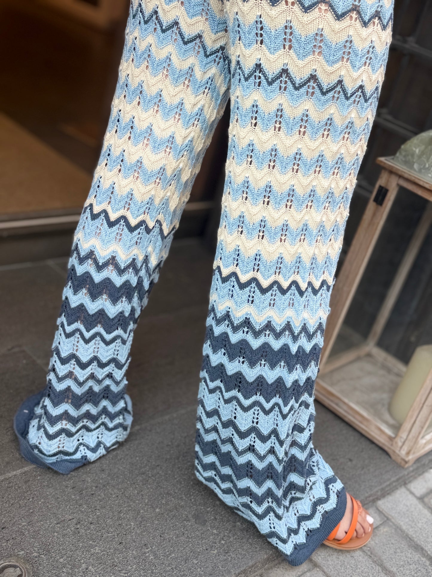 Pantalone crochet blu/ azzurro, moro/burro