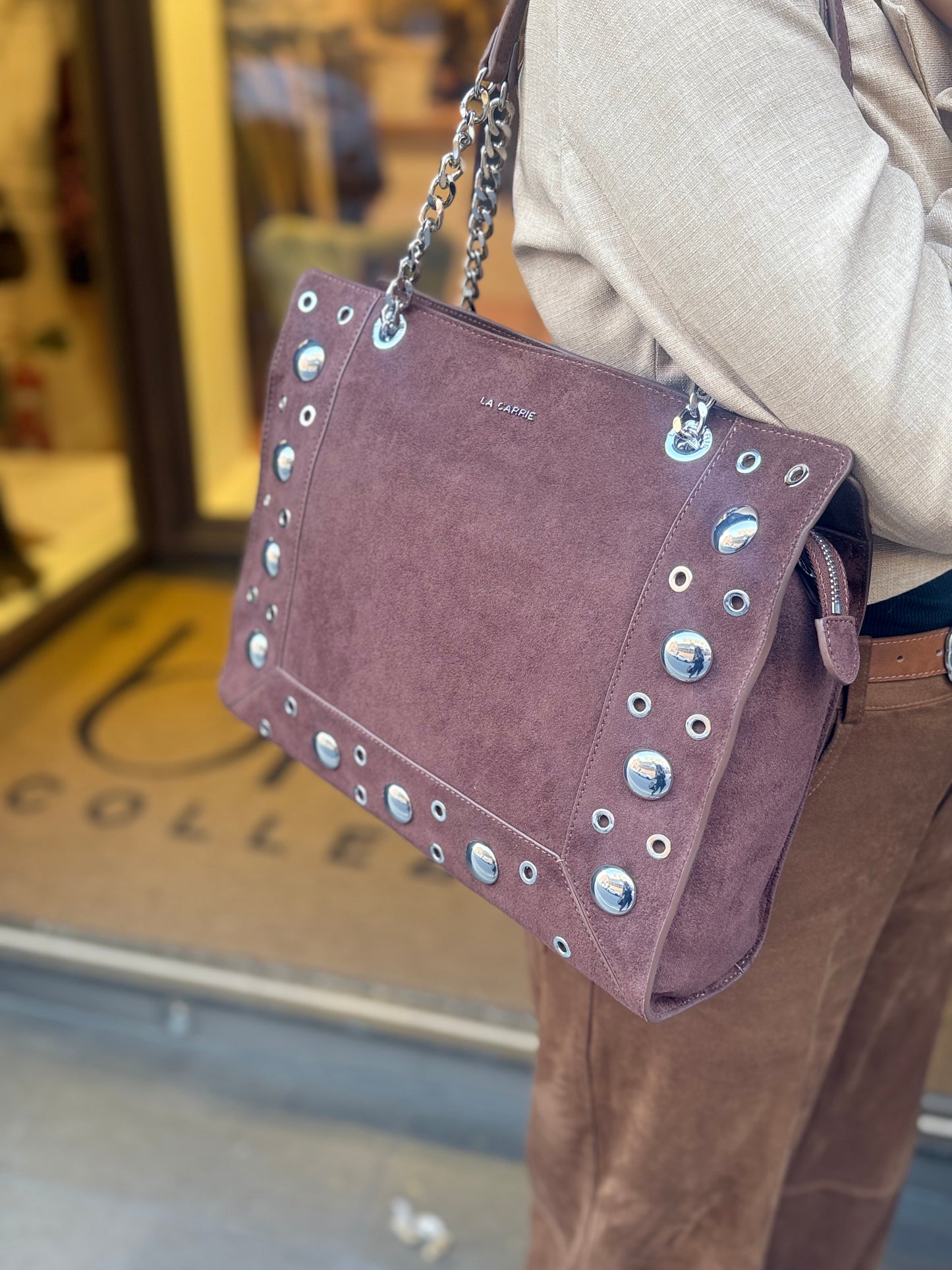 La Carrie SHOPPING ETHNIC SUEDE BROWN