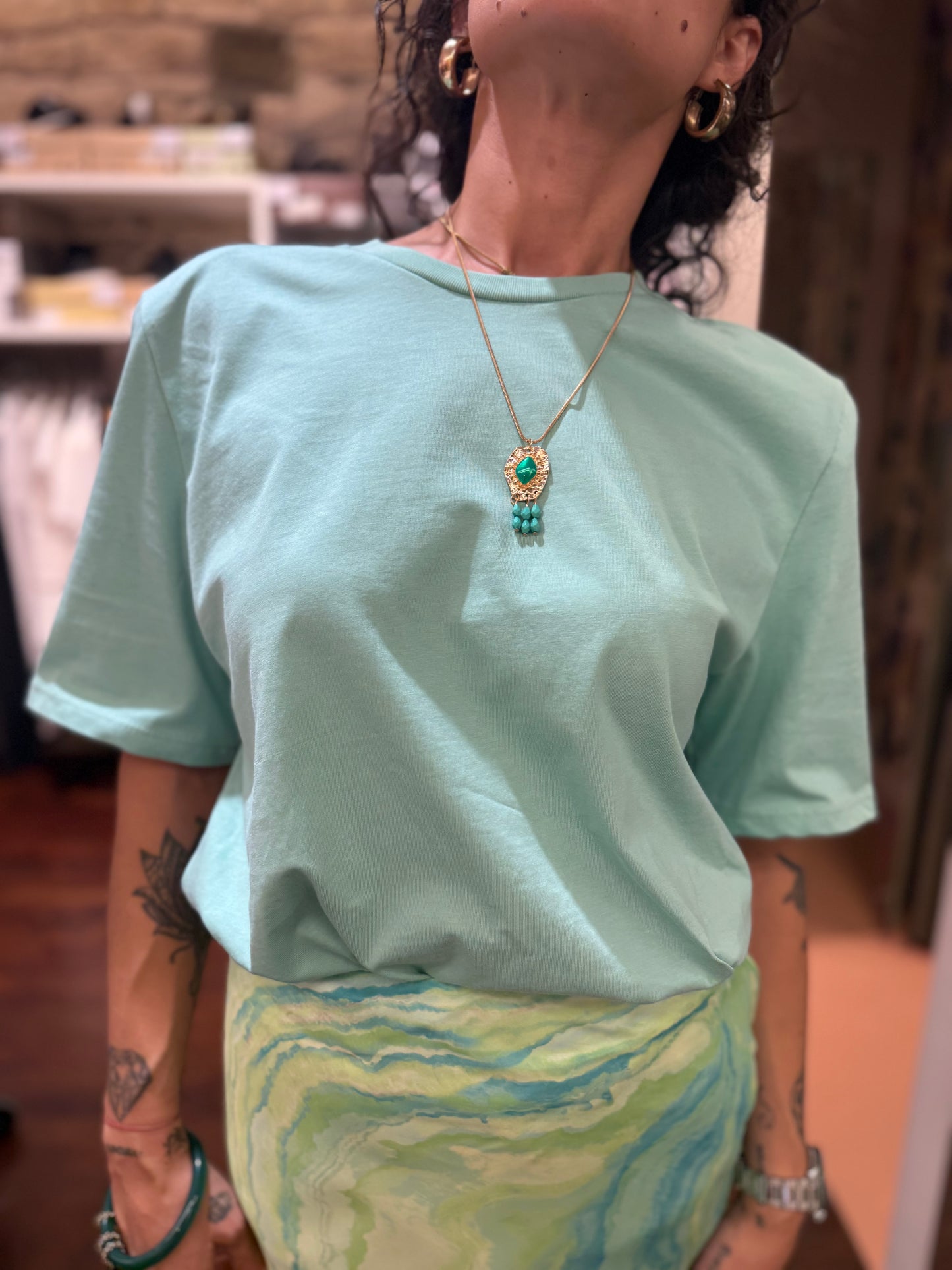 T-shirt spalla imbottita TIFFANY E CICLAMINO