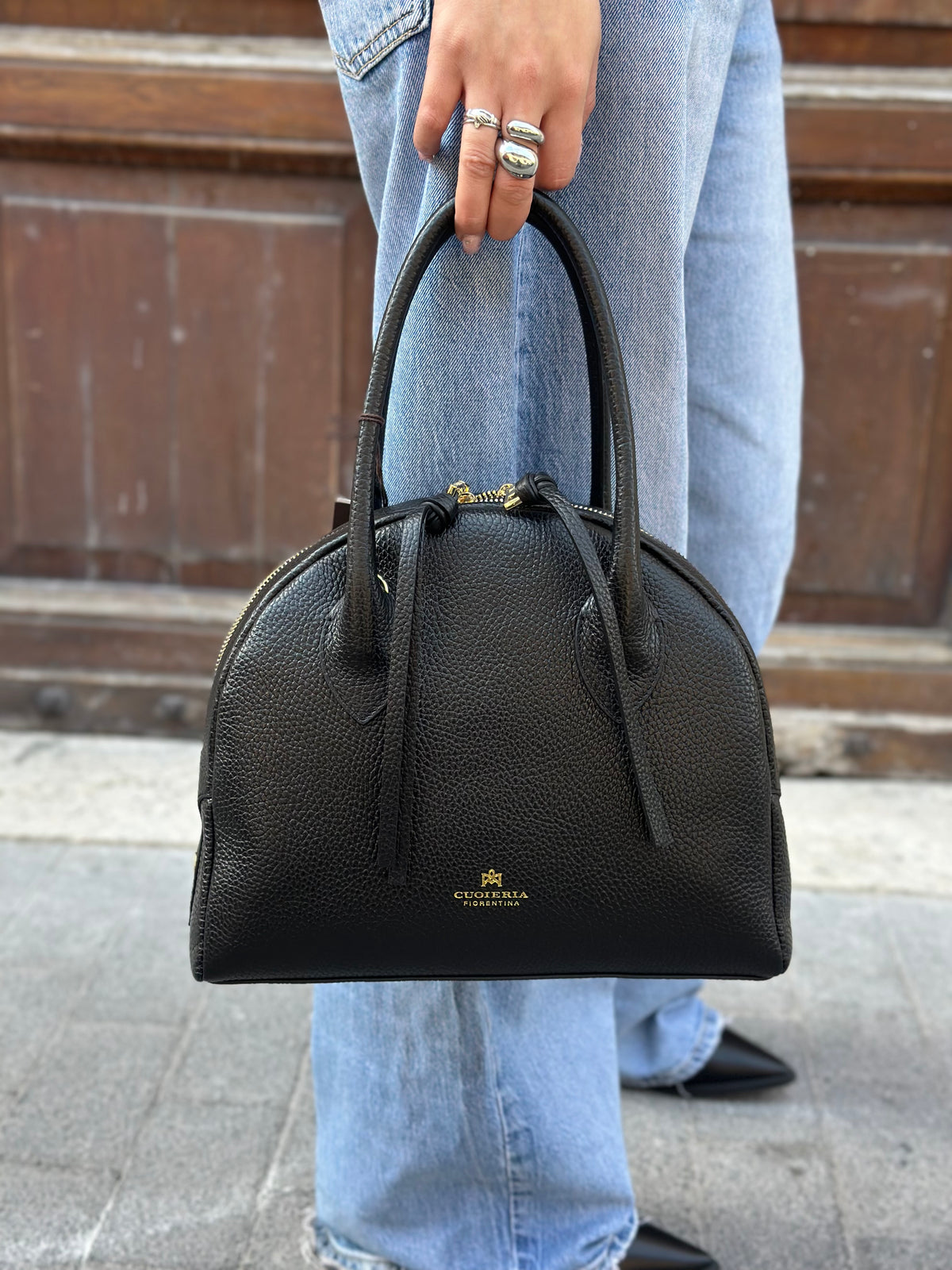 Cuoieria Fiorentina LUA MEDIUM BOWLING BAG NERO