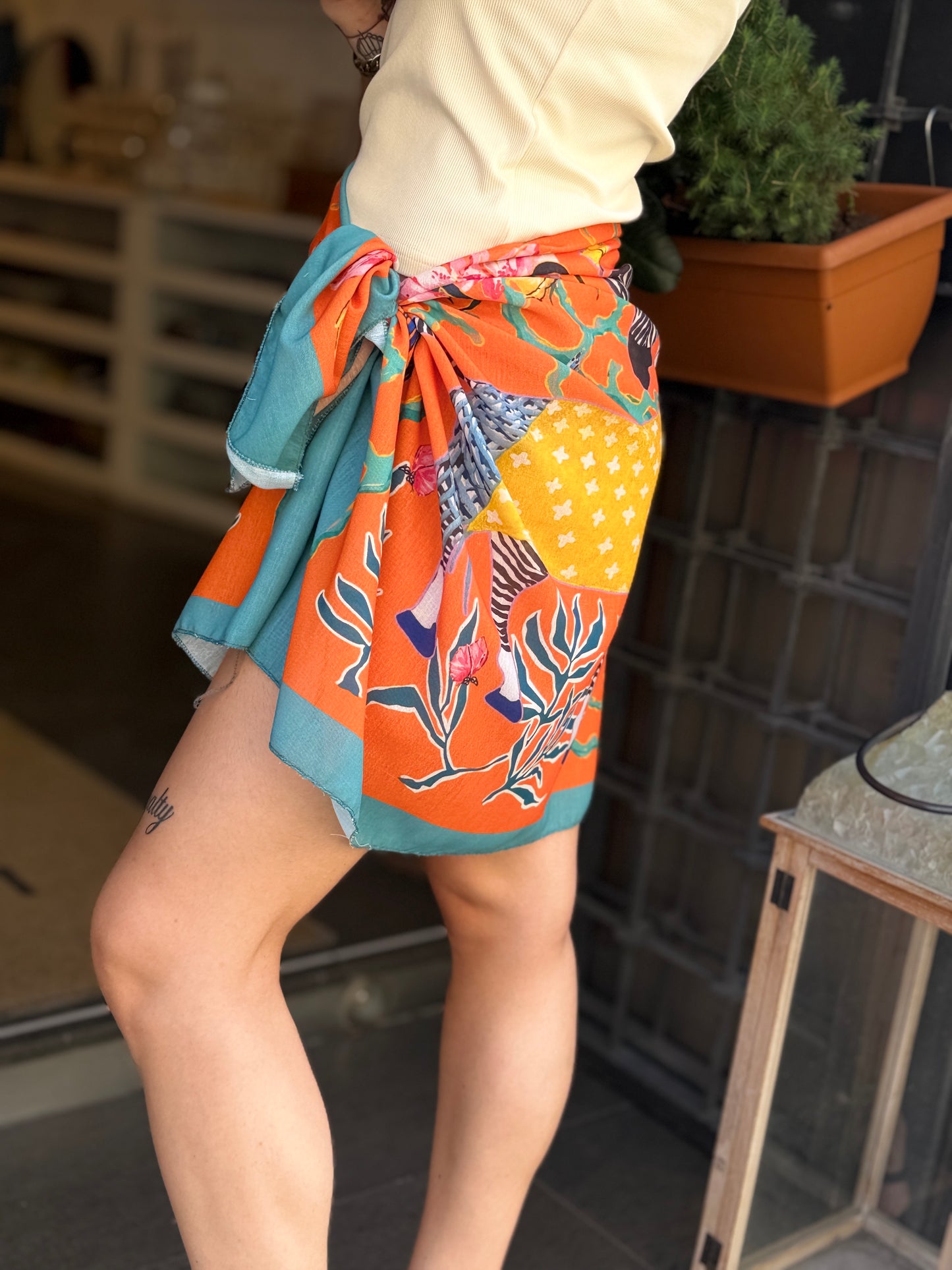 Gonna corta pareo ZEBRA ARANCIO