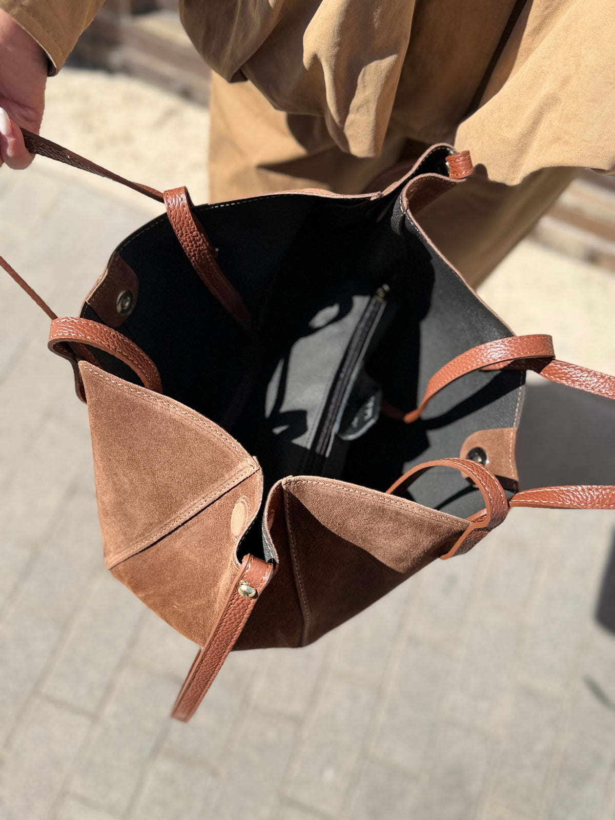 Shopper CLAUDIA in Camoscio CUOIO