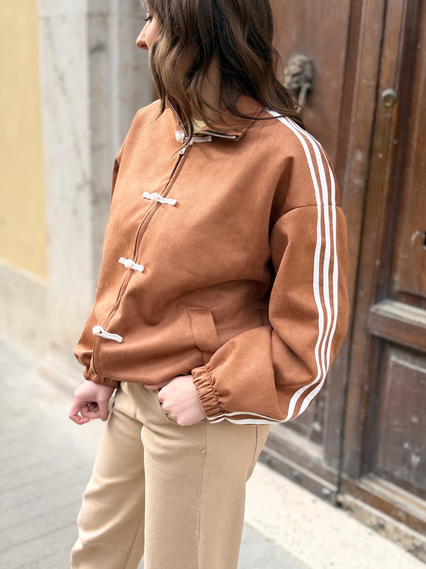 Felpa Sporty Chic Camel