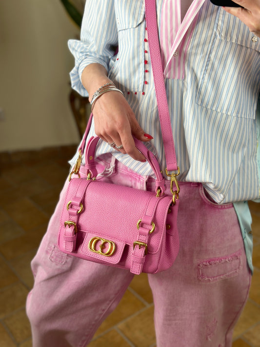 La Carrie Bag- Atena small shopper tumbled leather Pink