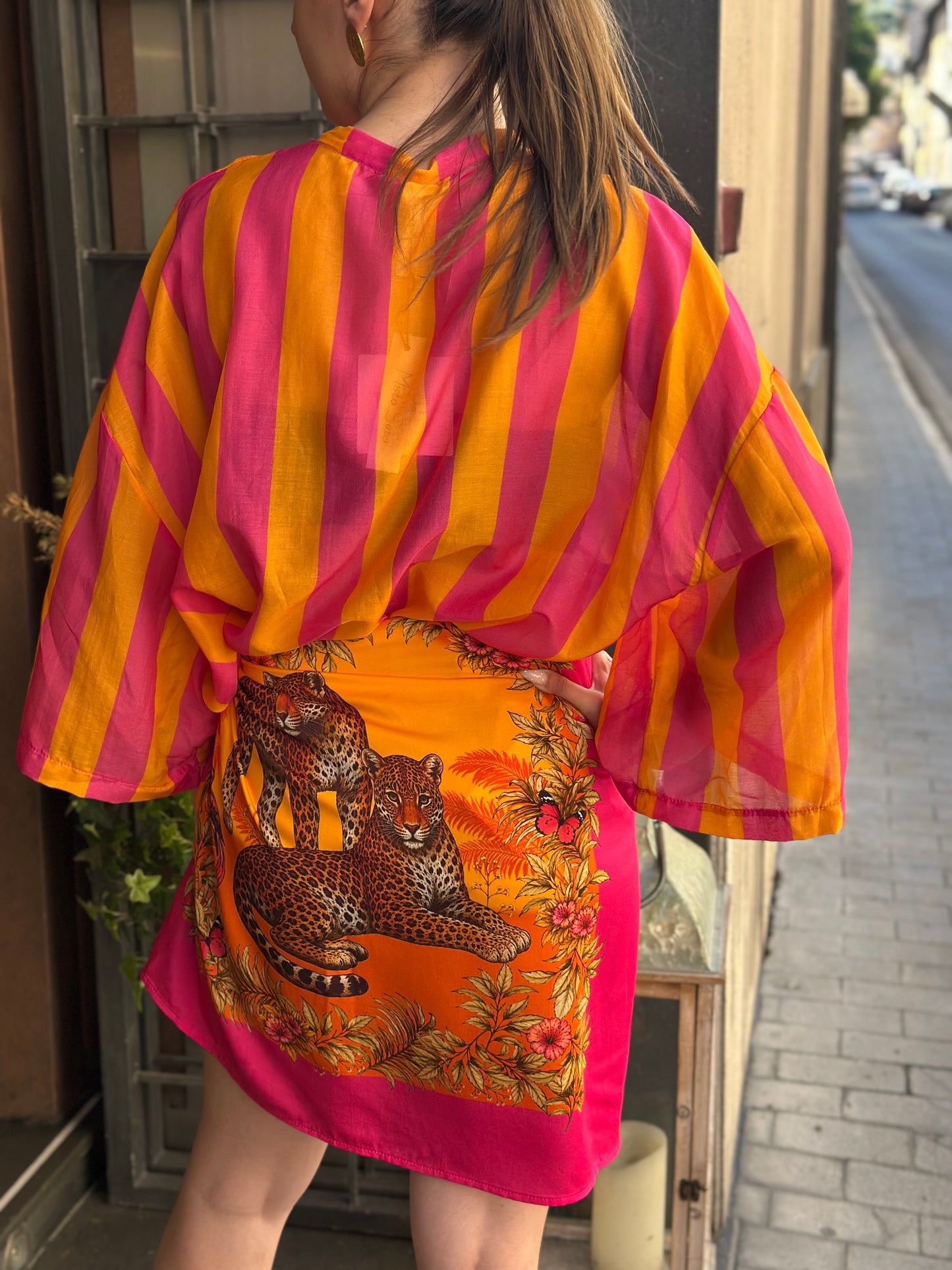 Tensione in Camicia a righe Arancio/Fuxia
