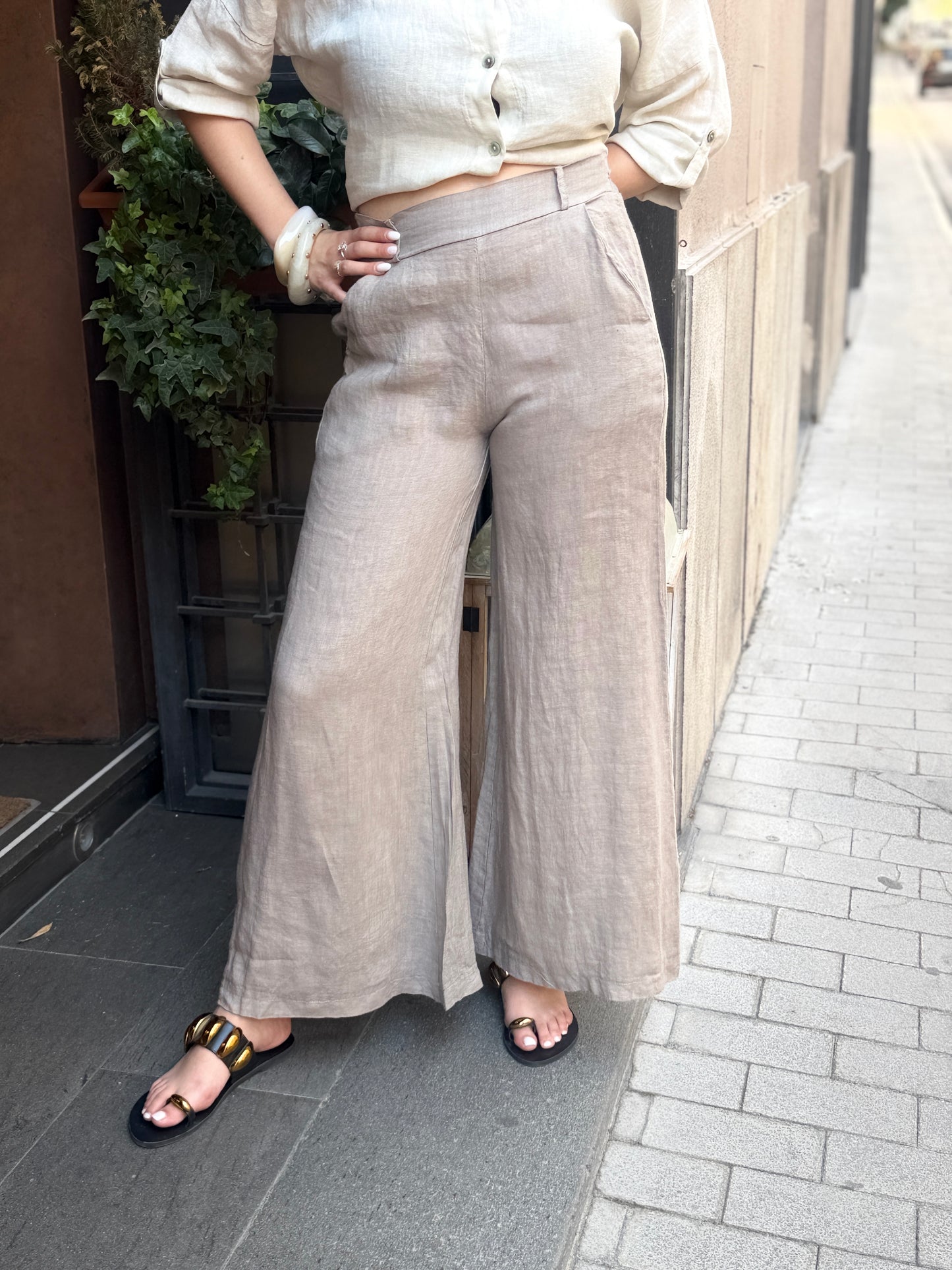 Pantalone MALIBÙ in lino a palazzo (disponibile in più colori)