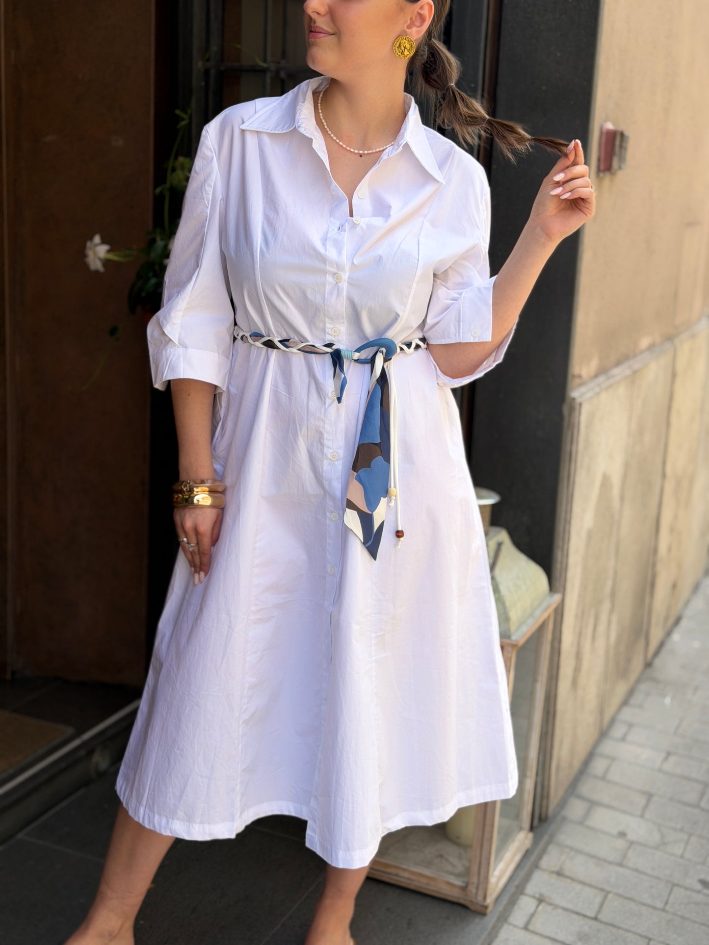 Abito camicia MILITARE E GESSO