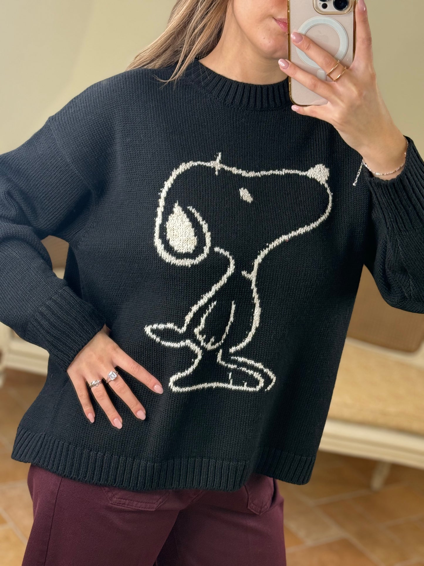 Tensione In Maglione SNOOPY Nero