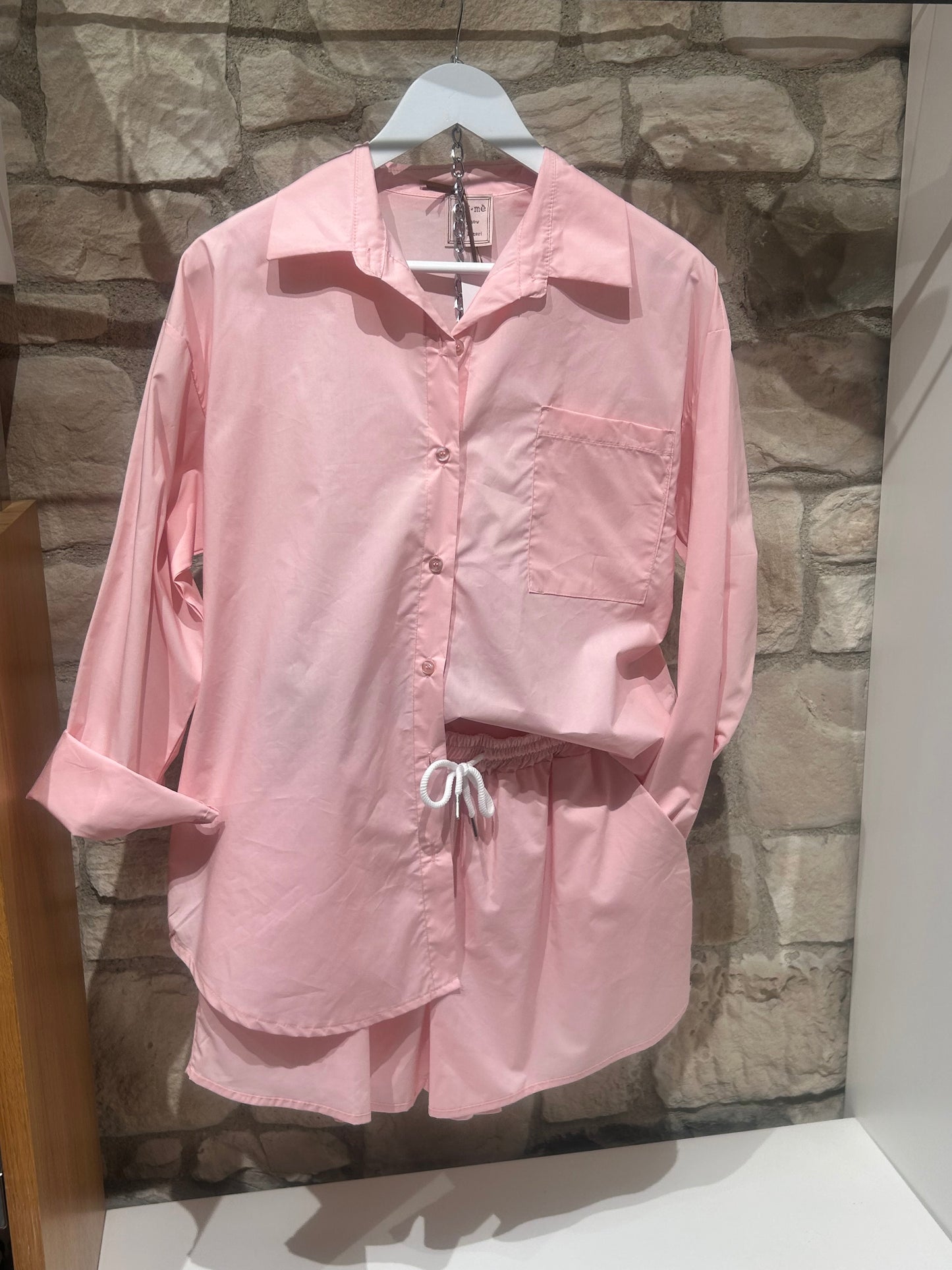 Completo "AURA" in tela parachute ROSA