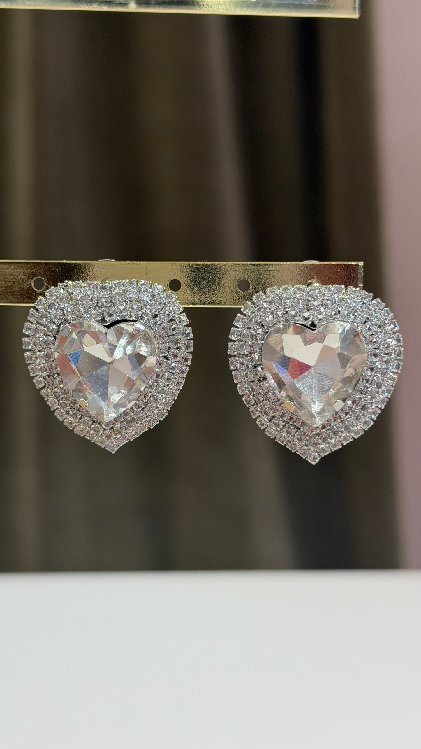 Orecchini cuori strass