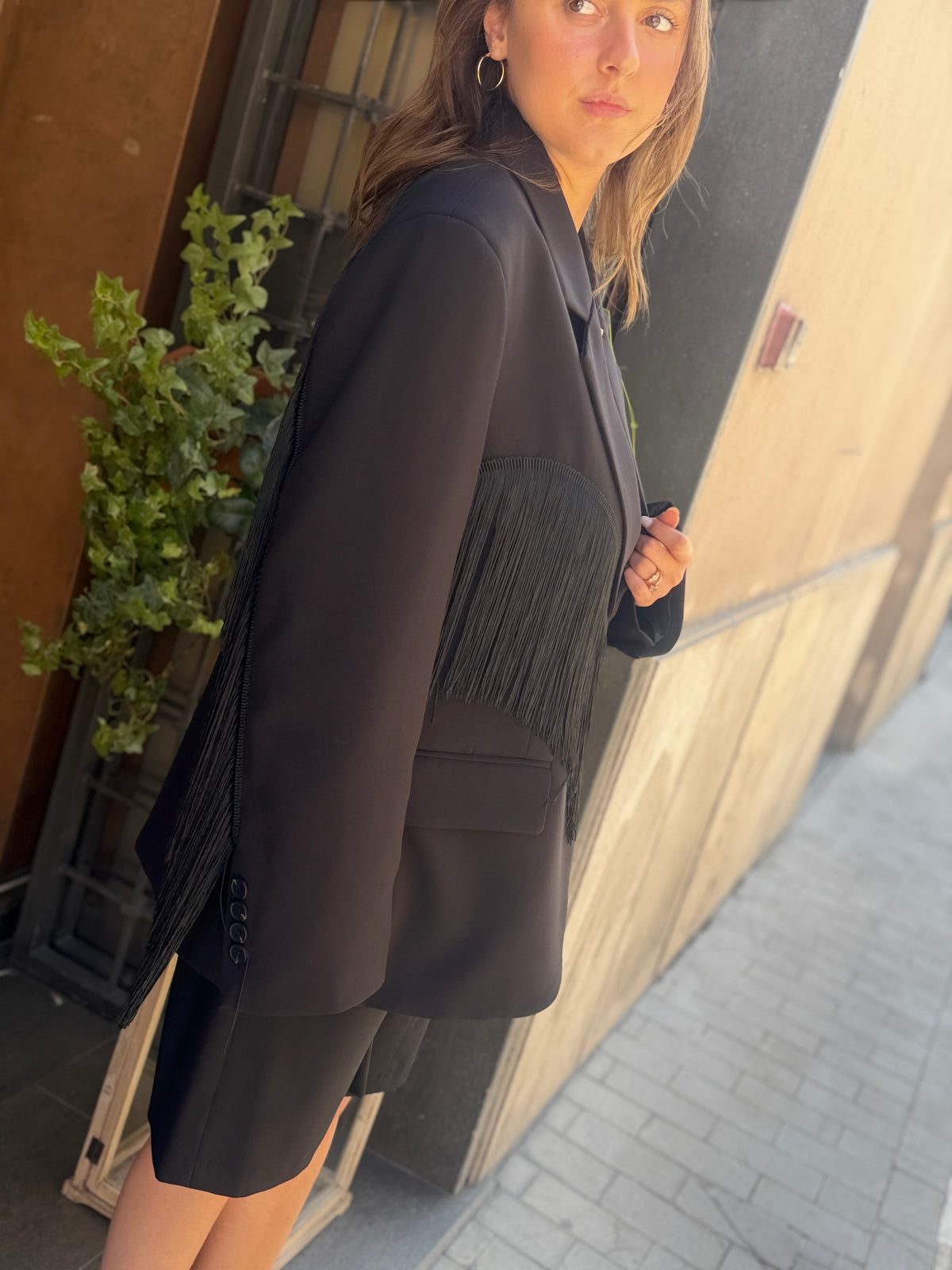 Giacca NERA con frange NERE