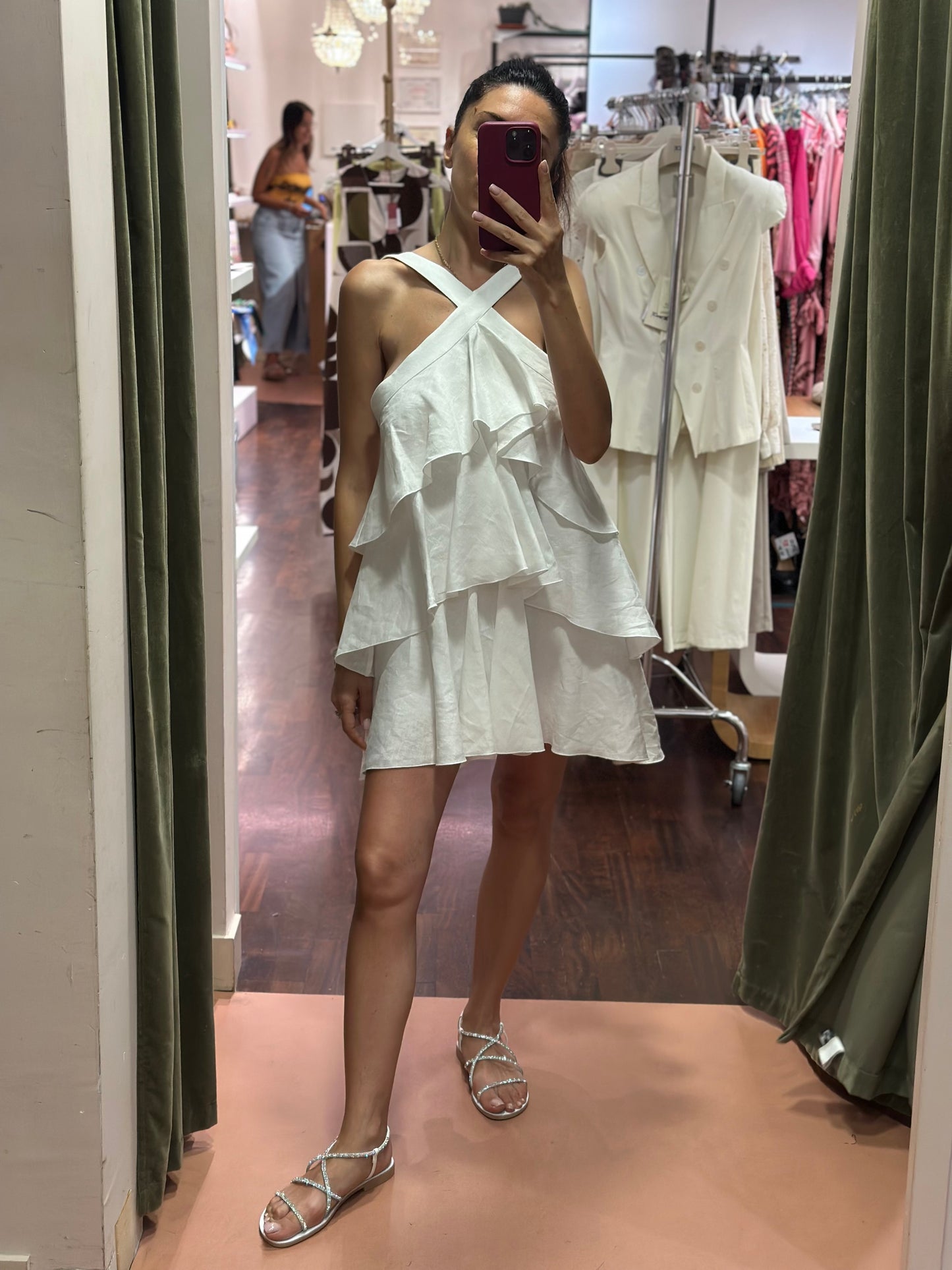 Silence Limited Mini Linum Dress White