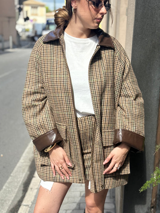 Eleh Giaccone Pied de poule MARRONE