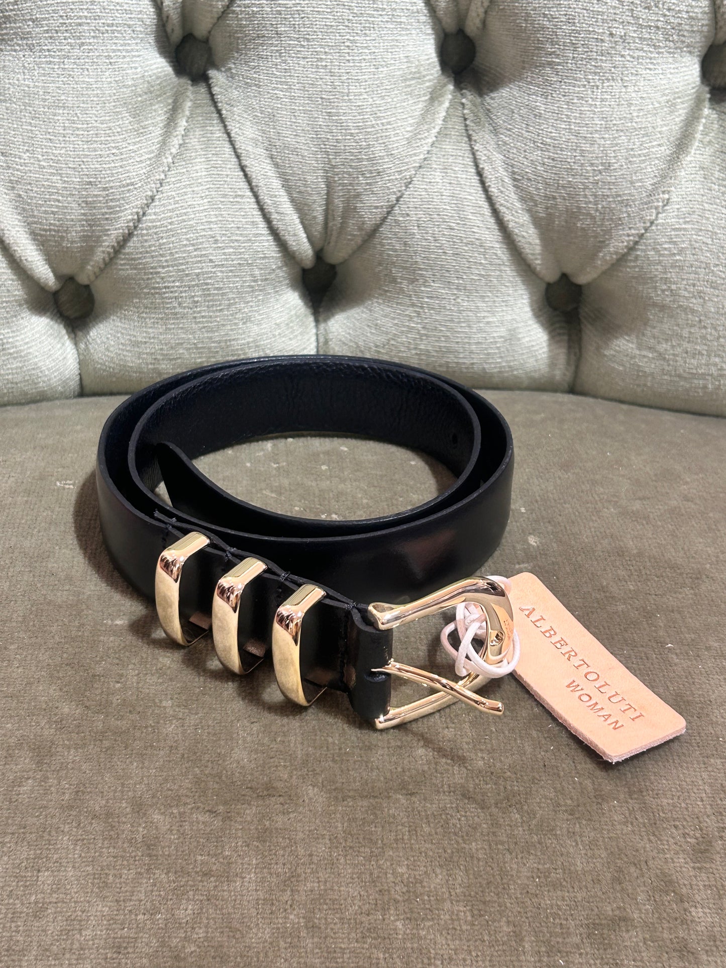 Alberto Luti Cintura TRE FIBBIE Nera