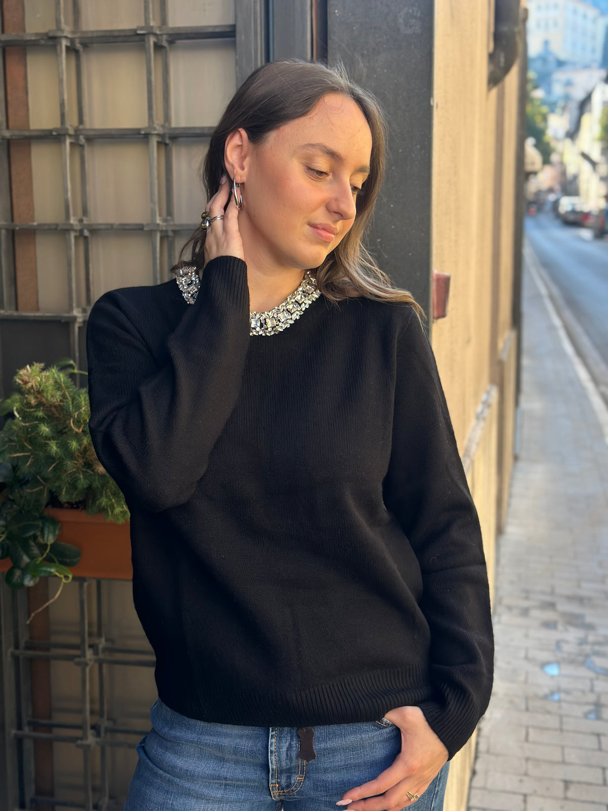 Maglia cashmere e lana con Cristalli (disp. in più colori)