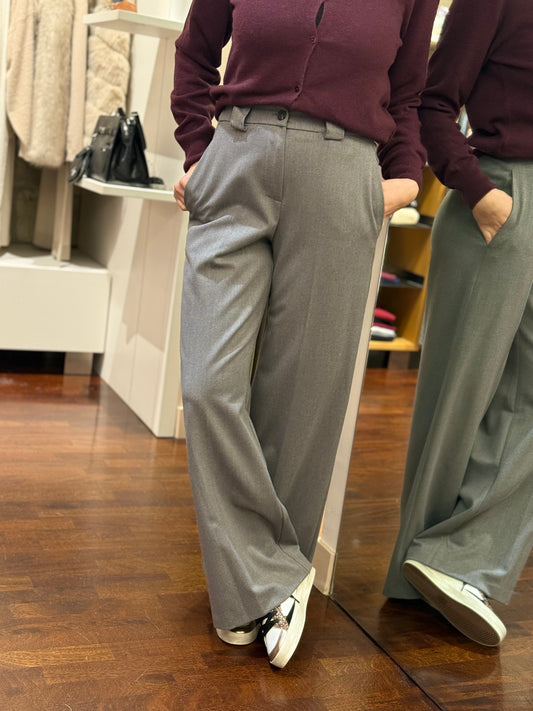 Tensione In pantalone palazzo in flanella GRIGIO
