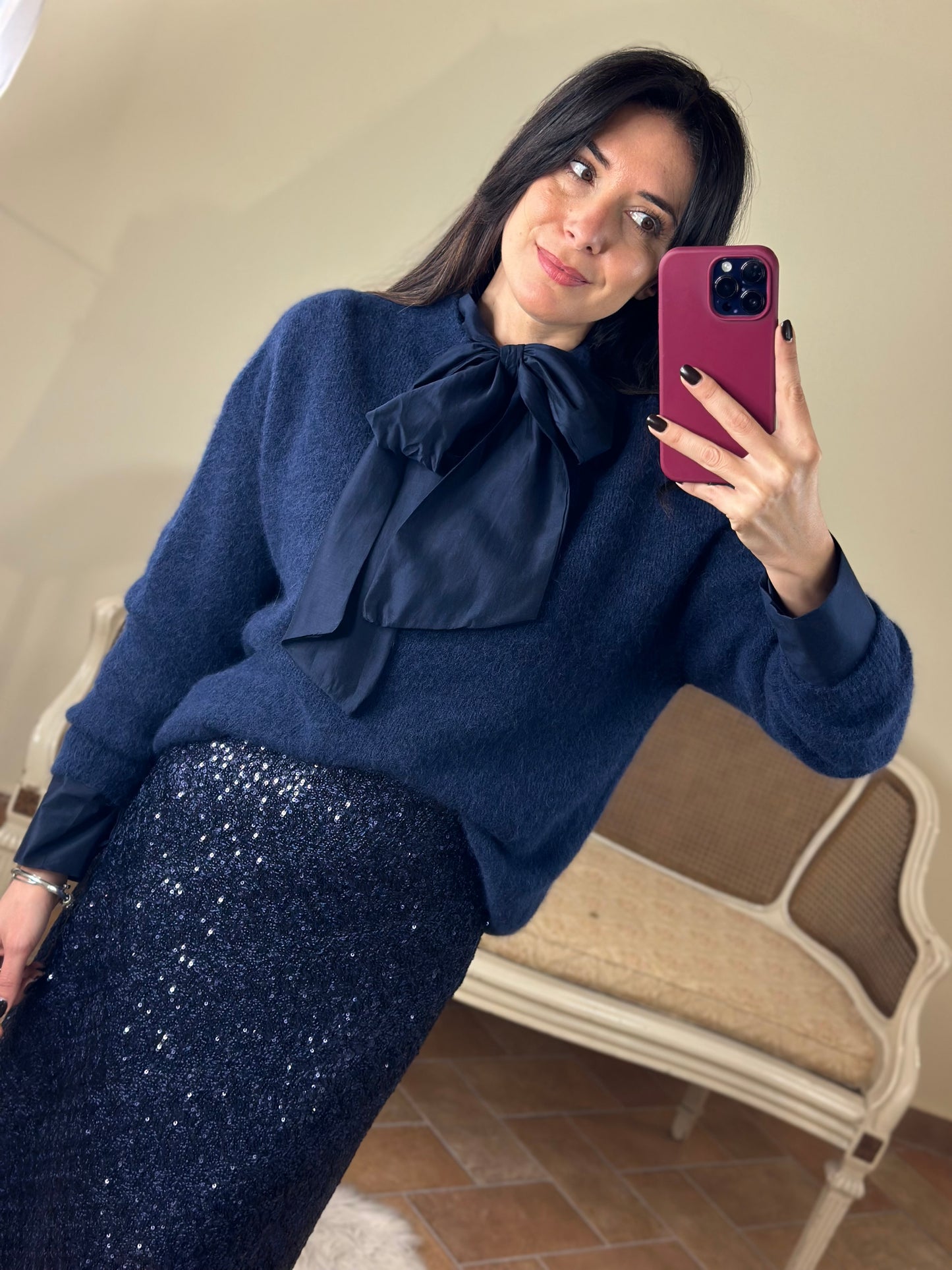 Maglia in baby alpaca BLU